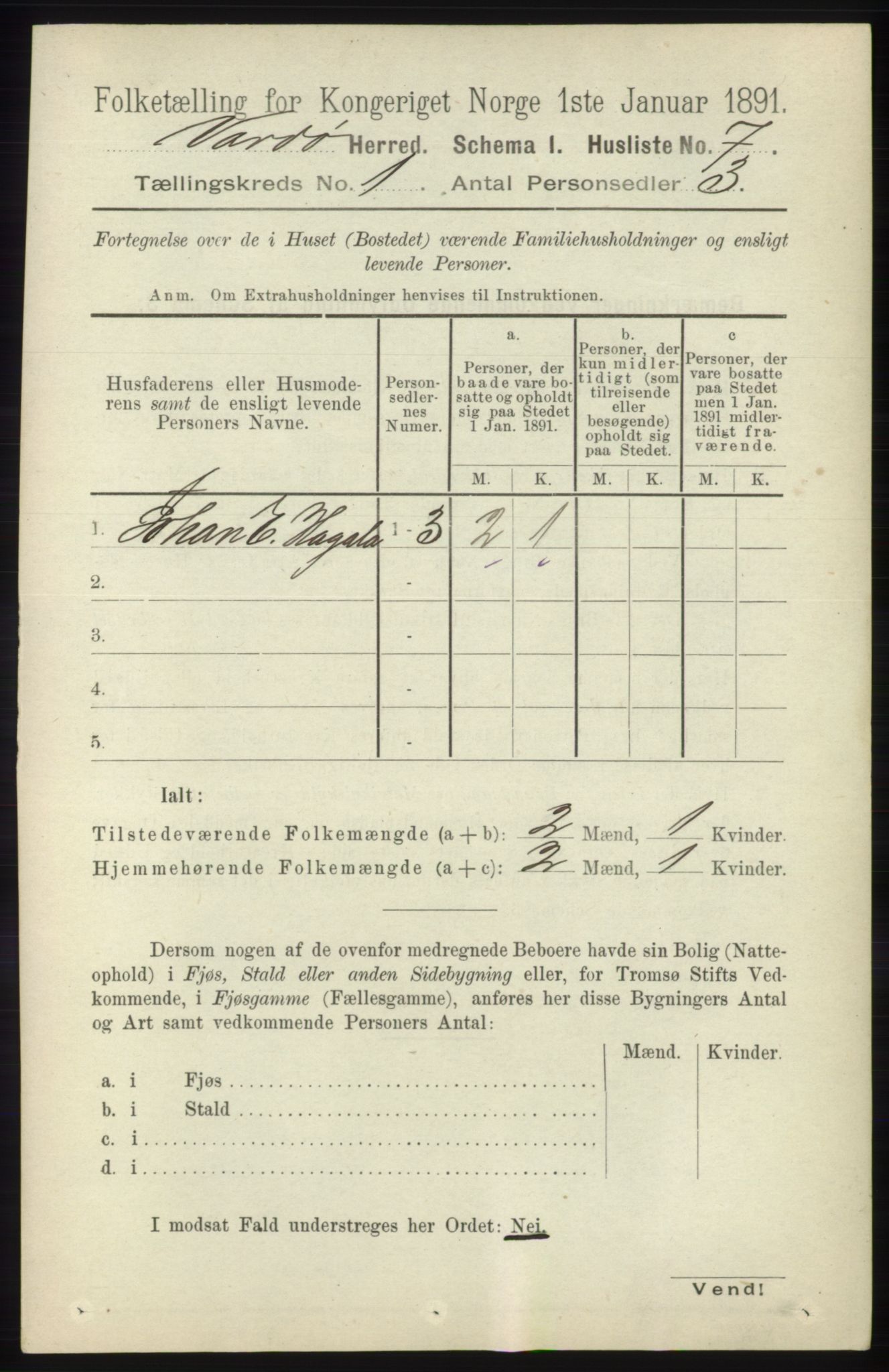 RA, 1891 census for 2028 Vardø, 1891, p. 22