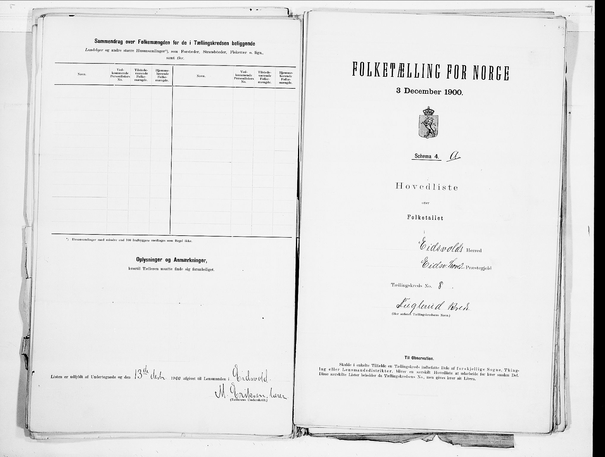 SAO, 1900 census for Eidsvoll, 1900, p. 18