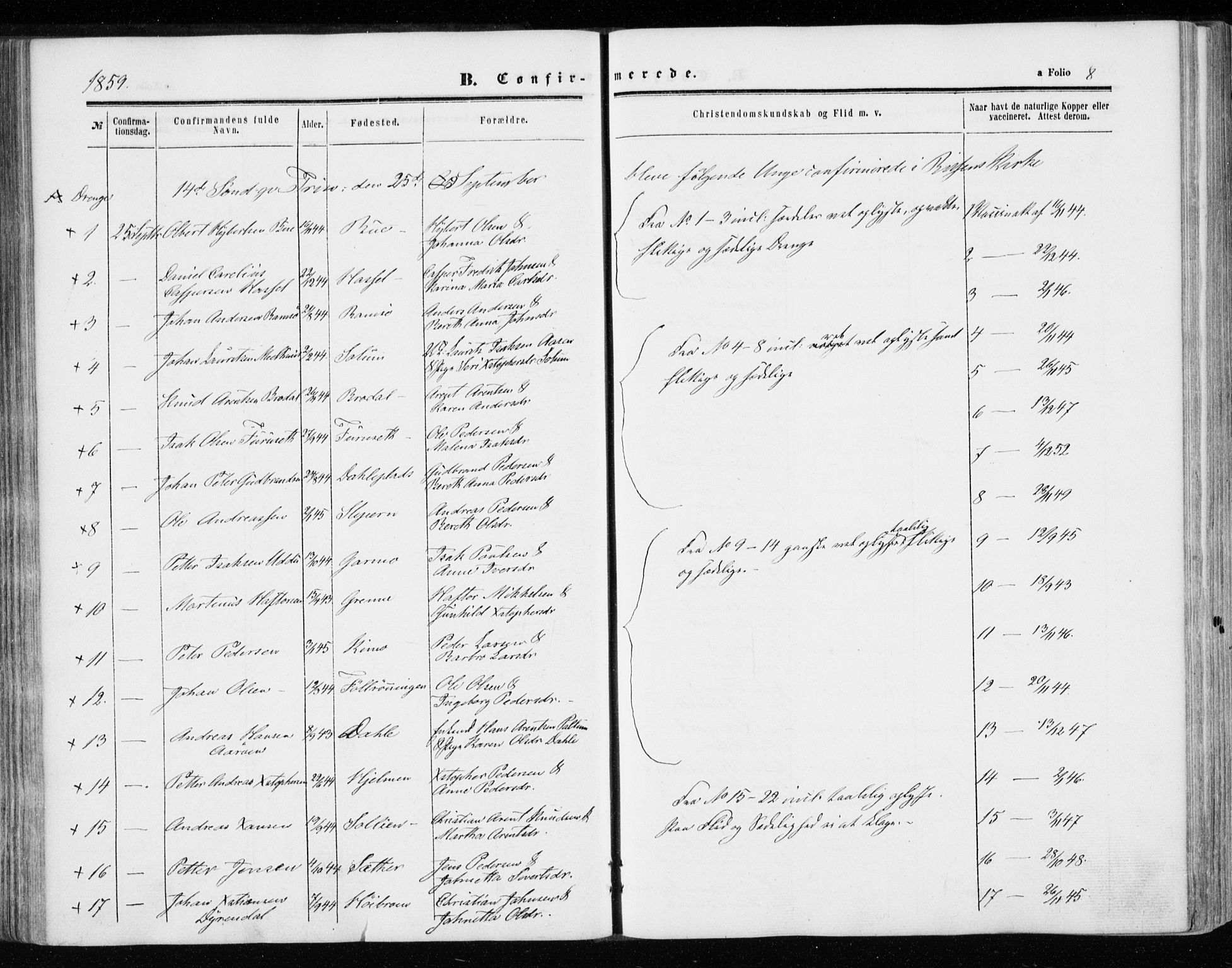 Ministerialprotokoller, klokkerbøker og fødselsregistre - Sør-Trøndelag, SAT/A-1456/646/L0612: Parish register (official) no. 646A10, 1858-1869, p. 8