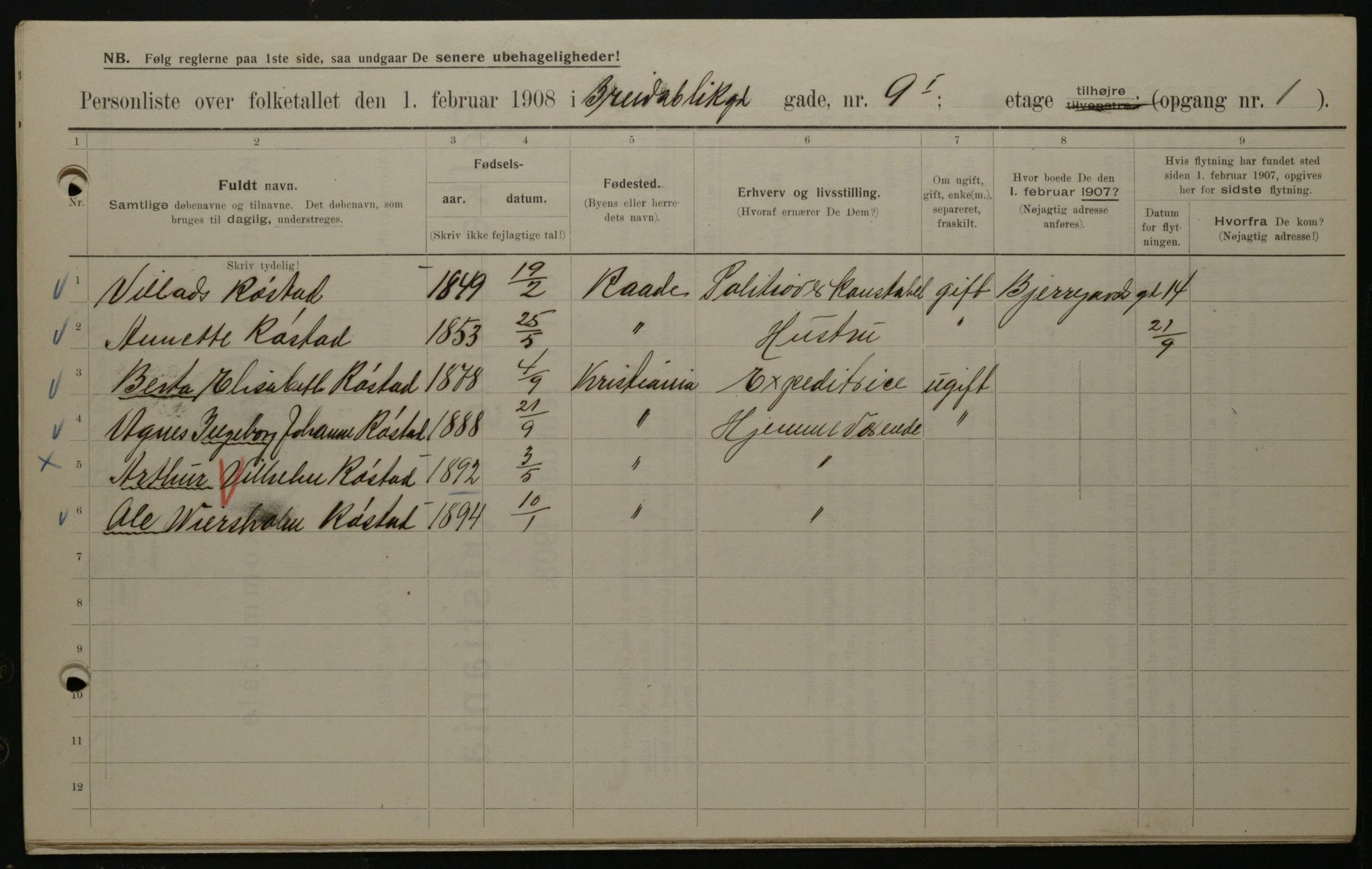 OBA, Municipal Census 1908 for Kristiania, 1908, p. 7863