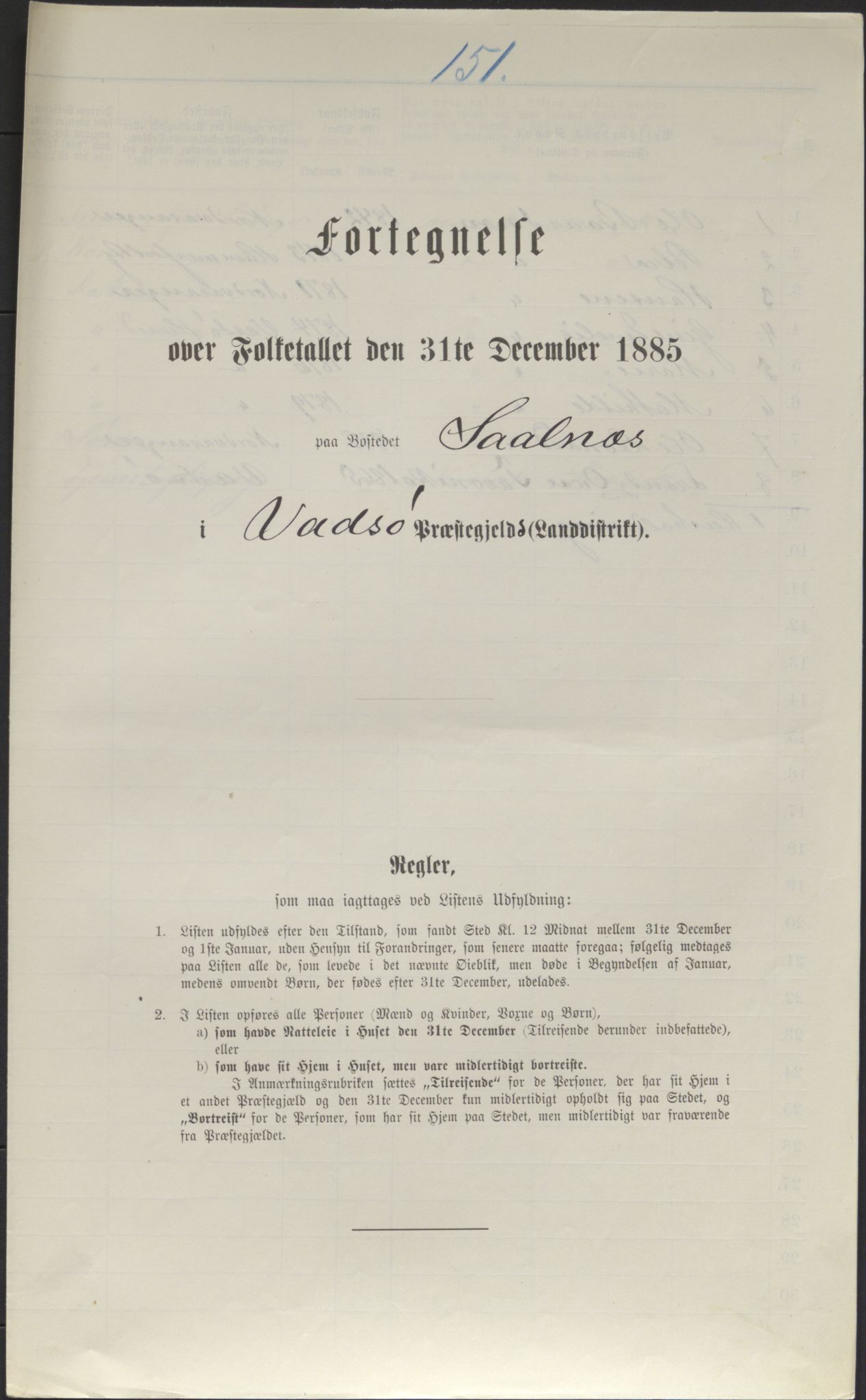 SATØ, 1885 census for 2029 Vadsø, 1885, p. 151a