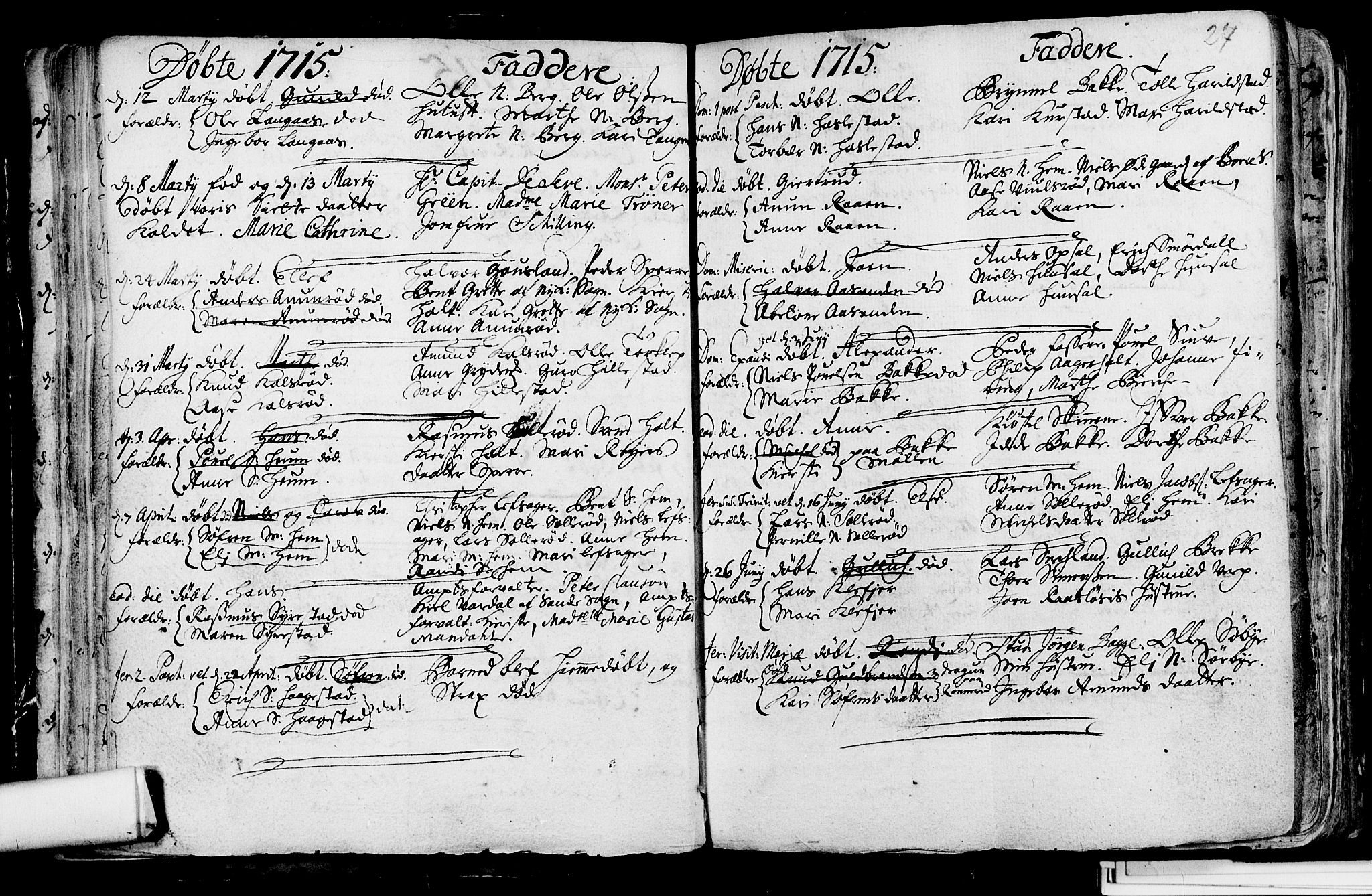 Våle kirkebøker, SAKO/A-334/F/Fa/L0002: Parish register (official) no. I 2, 1705-1732, p. 27