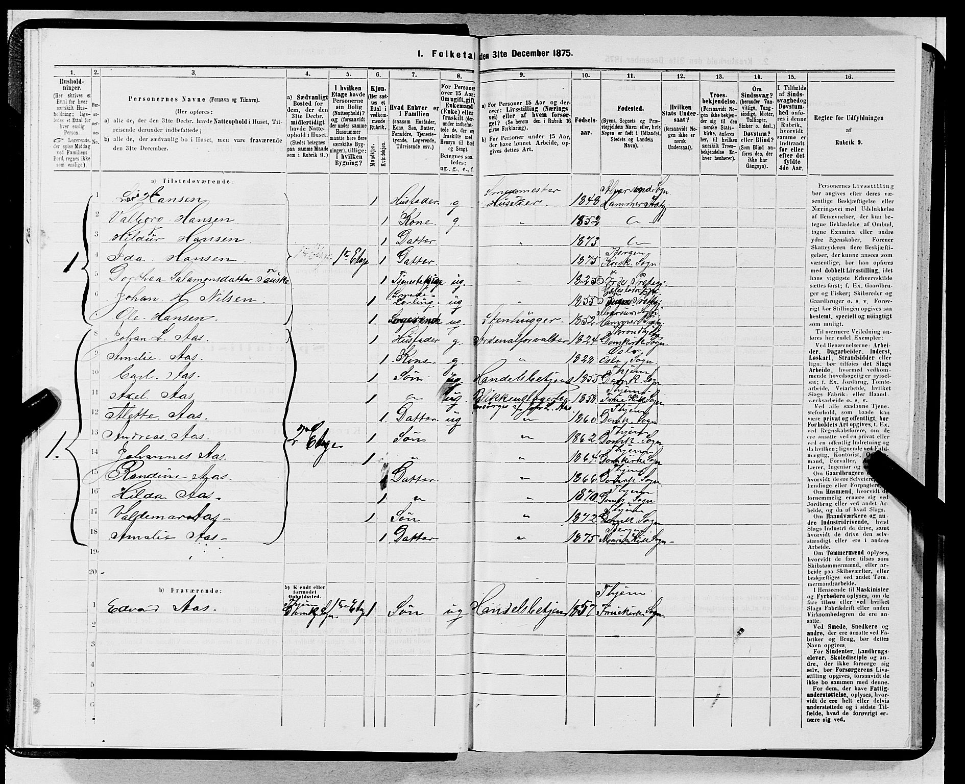 SAB, 1875 census for 1301 Bergen, 1875, p. 5701