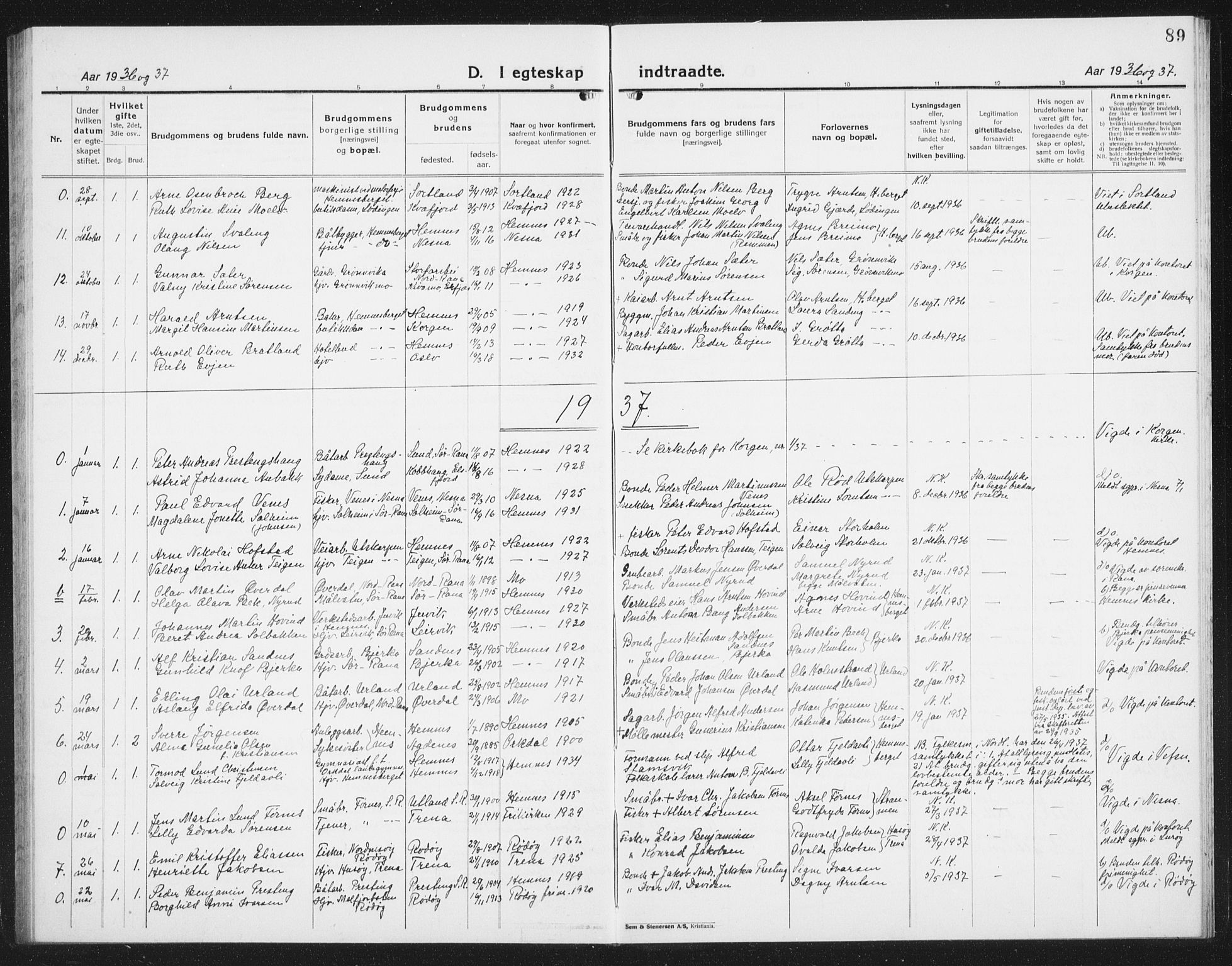 Ministerialprotokoller, klokkerbøker og fødselsregistre - Nordland, AV/SAT-A-1459/825/L0372: Parish register (copy) no. 825C09, 1923-1940, p. 89