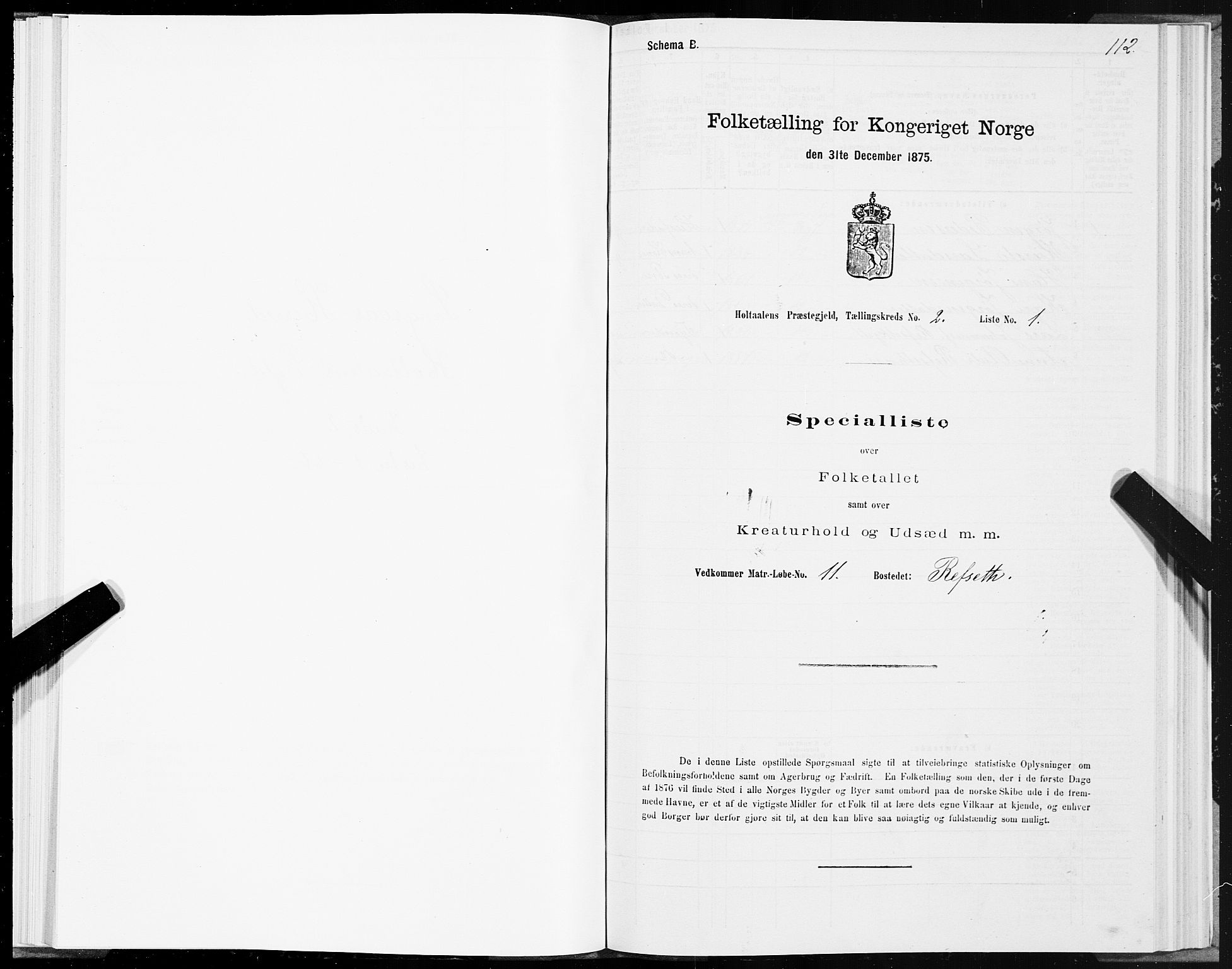 SAT, 1875 census for 1645P Haltdalen, 1875, p. 2112