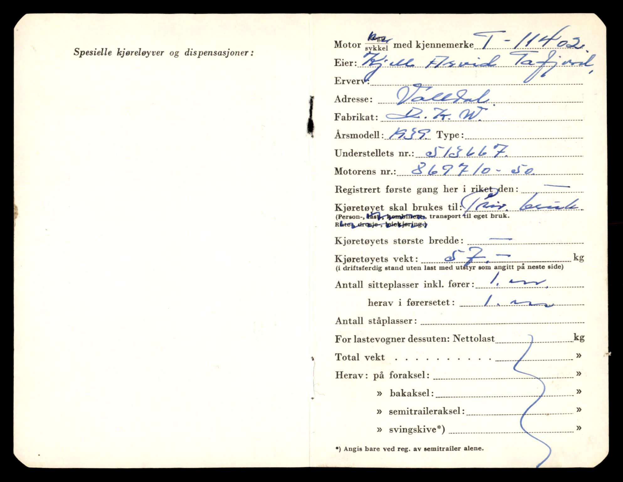 Møre og Romsdal vegkontor - Ålesund trafikkstasjon, AV/SAT-A-4099/F/Fe/L0028: Registreringskort for kjøretøy T 11290 - T 11429, 1927-1998, p. 2513