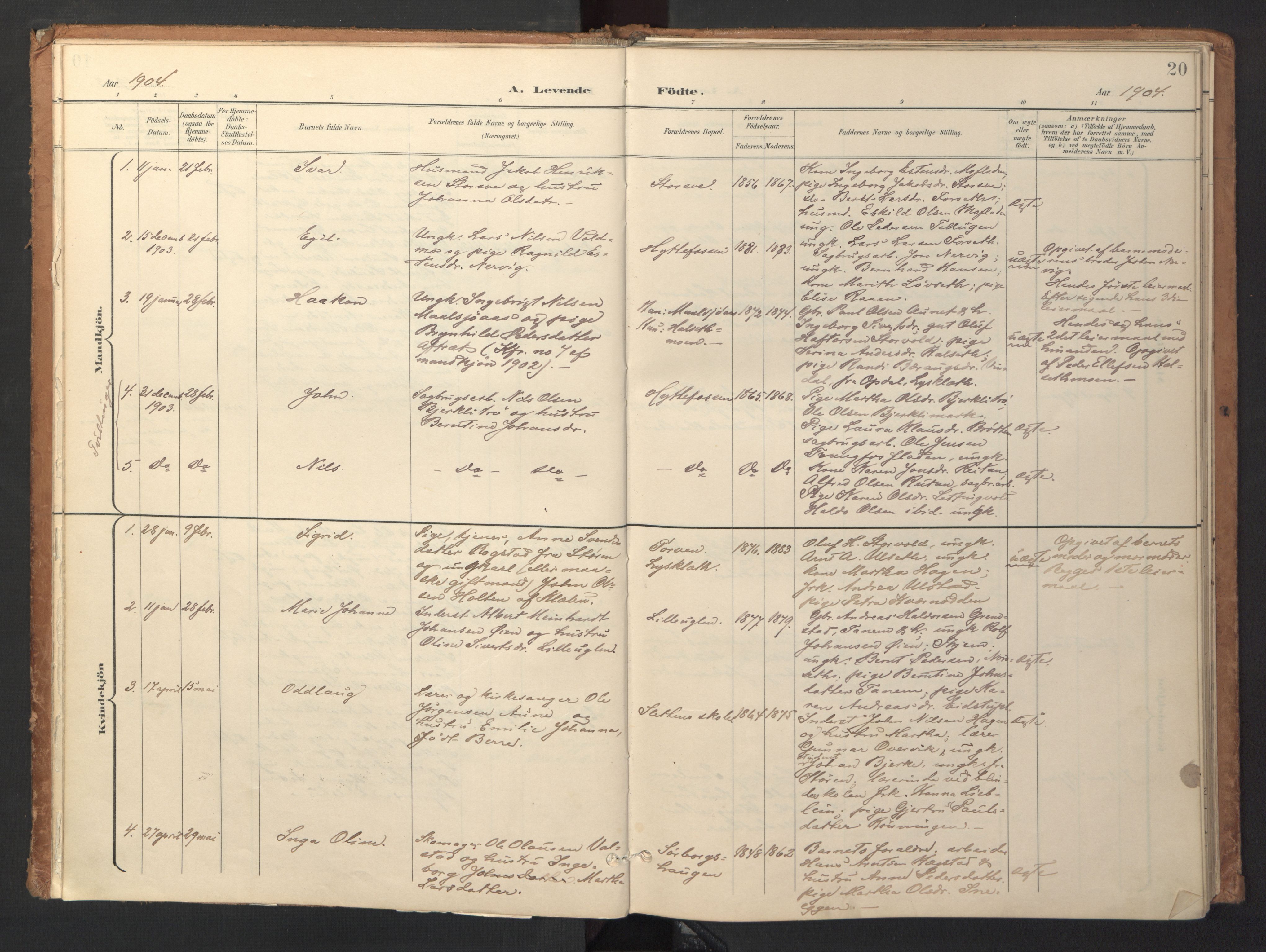 Ministerialprotokoller, klokkerbøker og fødselsregistre - Sør-Trøndelag, SAT/A-1456/618/L0448: Parish register (official) no. 618A11, 1898-1916, p. 20