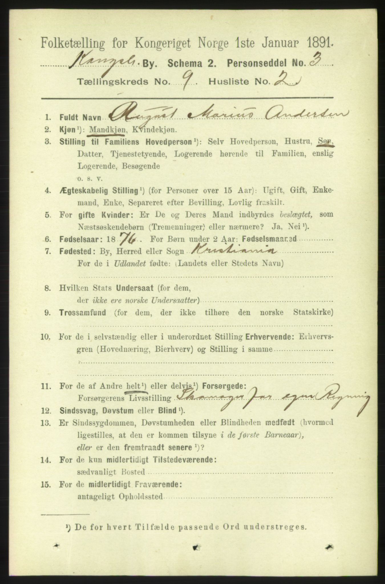 RA, 1891 census for 0604 Kongsberg, 1891, p. 6052