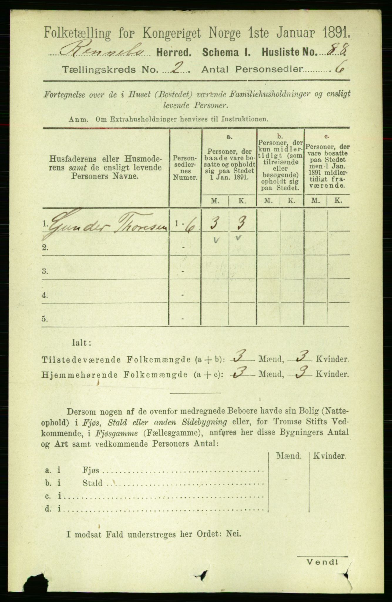 RA, 1891 census for 1635 Rennebu, 1891, p. 711