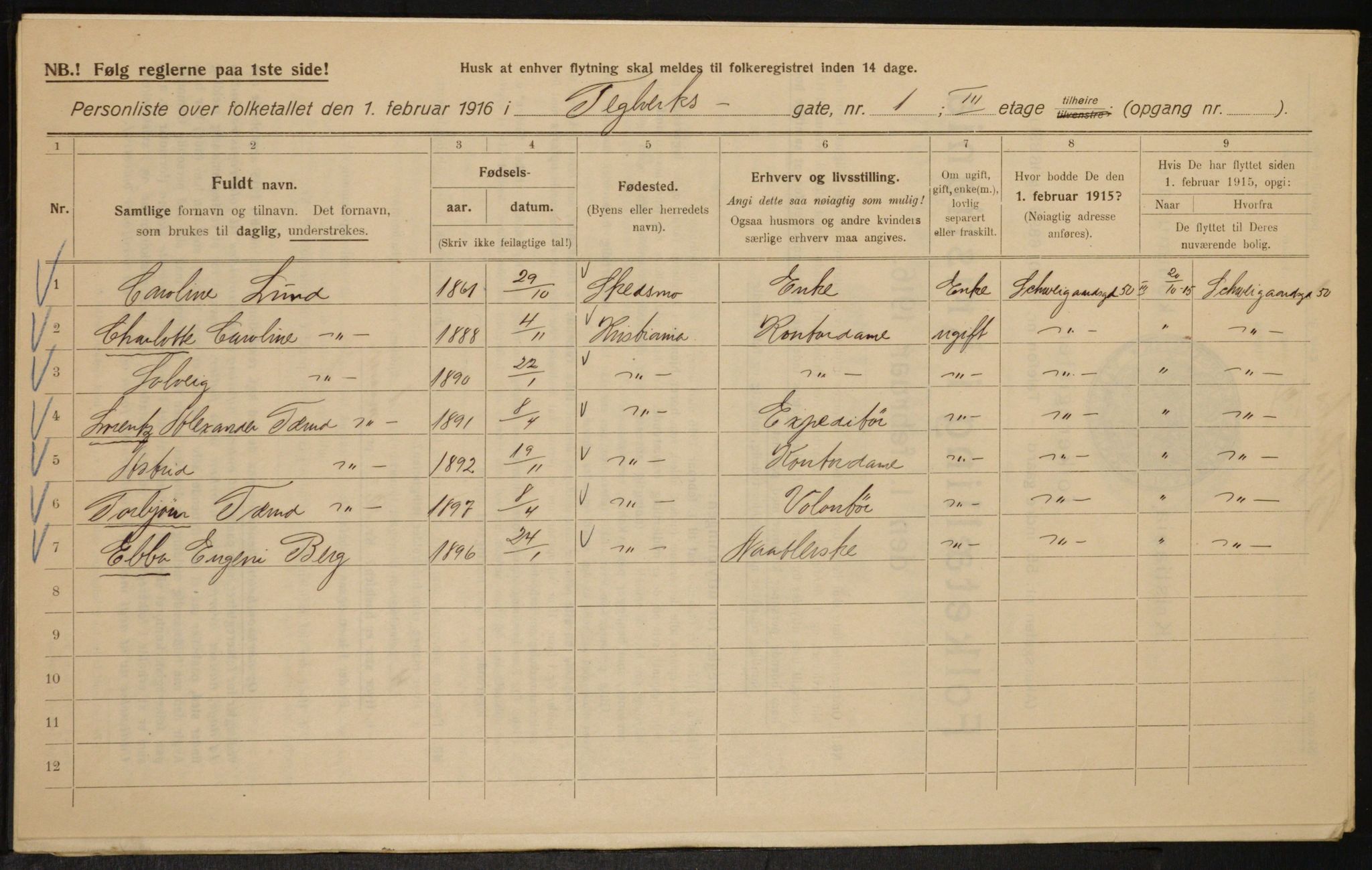 OBA, Municipal Census 1916 for Kristiania, 1916, p. 110345