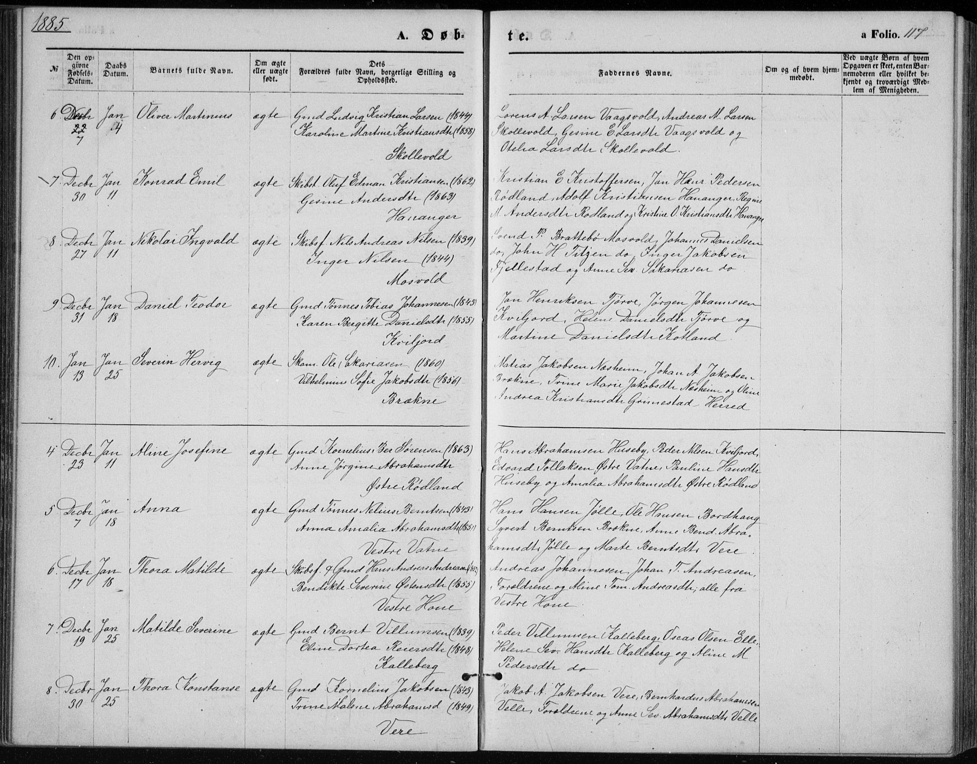 Lista sokneprestkontor, AV/SAK-1111-0027/F/Fb/L0004: Parish register (copy) no. B 4, 1877-1891, p. 117