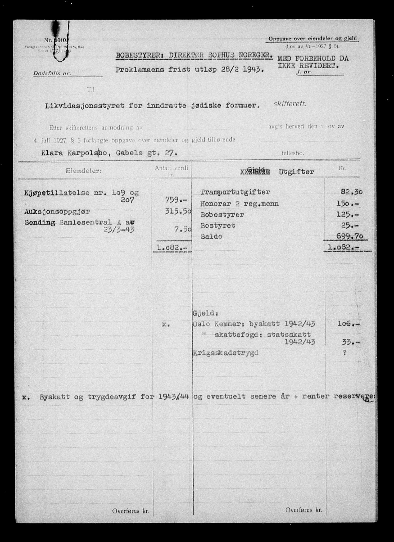 Justisdepartementet, Tilbakeføringskontoret for inndratte formuer, AV/RA-S-1564/H/Hc/Hcc/L0949: --, 1945-1947, p. 427