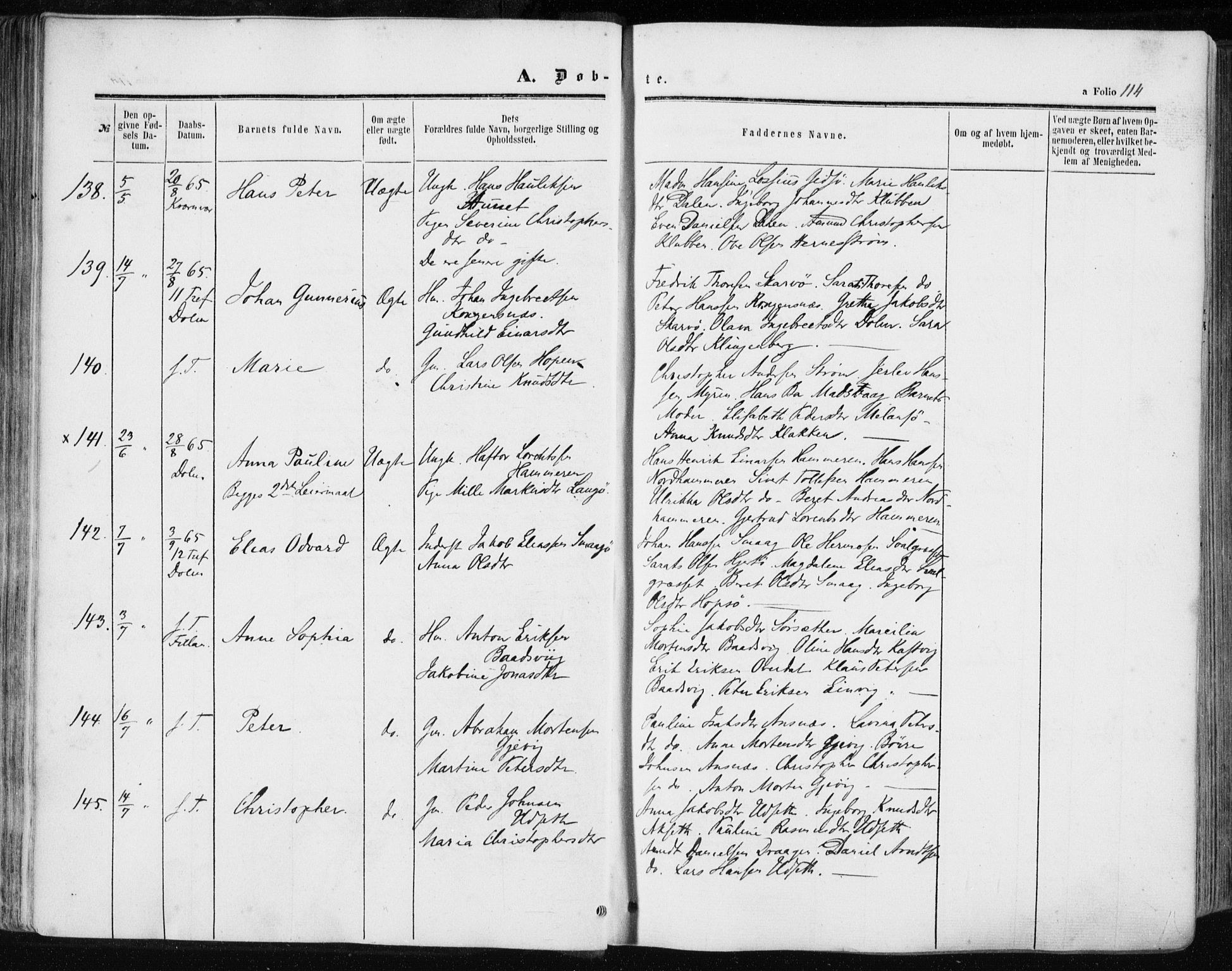 Ministerialprotokoller, klokkerbøker og fødselsregistre - Sør-Trøndelag, AV/SAT-A-1456/634/L0531: Parish register (official) no. 634A07, 1861-1870, p. 114