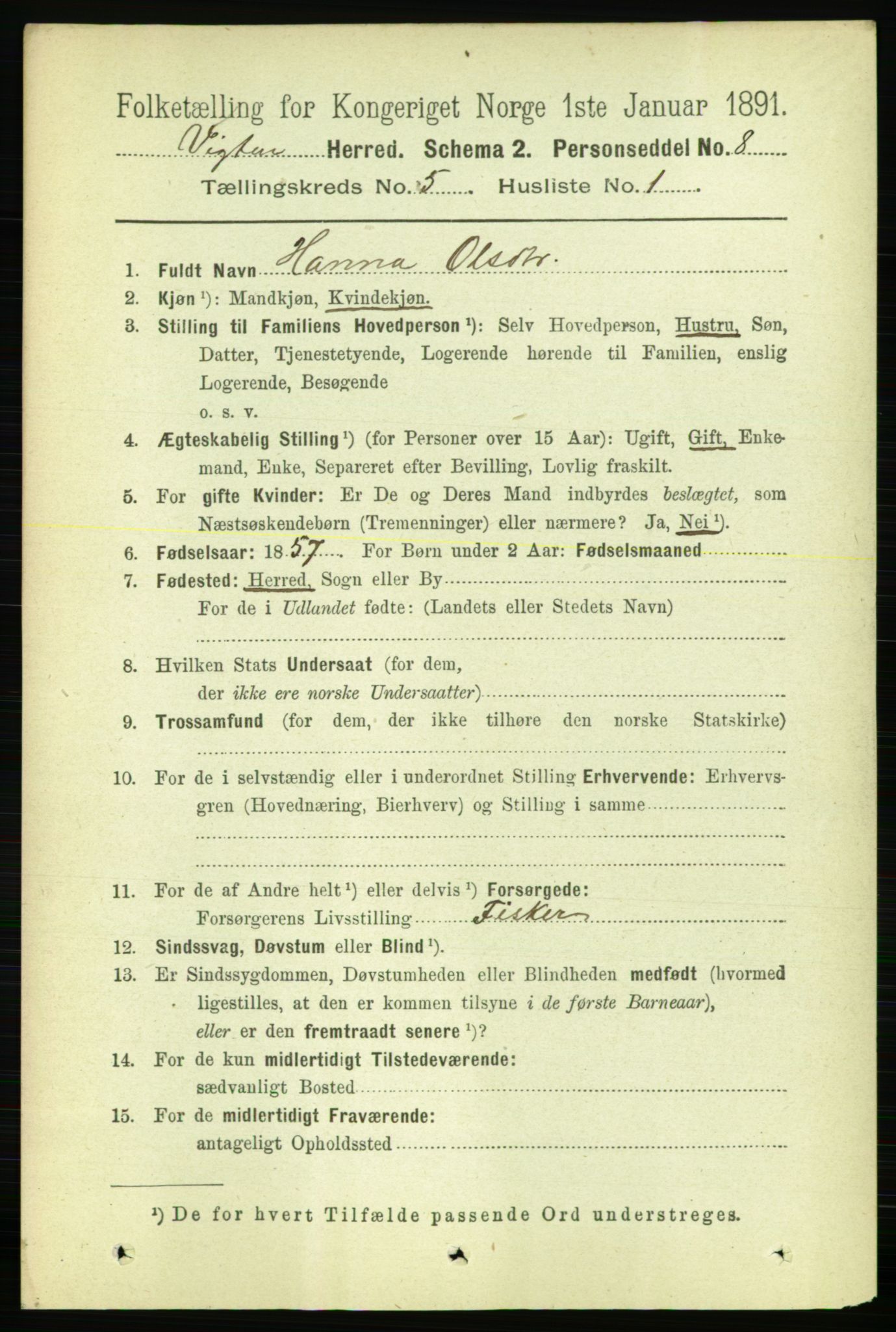 RA, 1891 census for 1750 Vikna, 1891, p. 2849