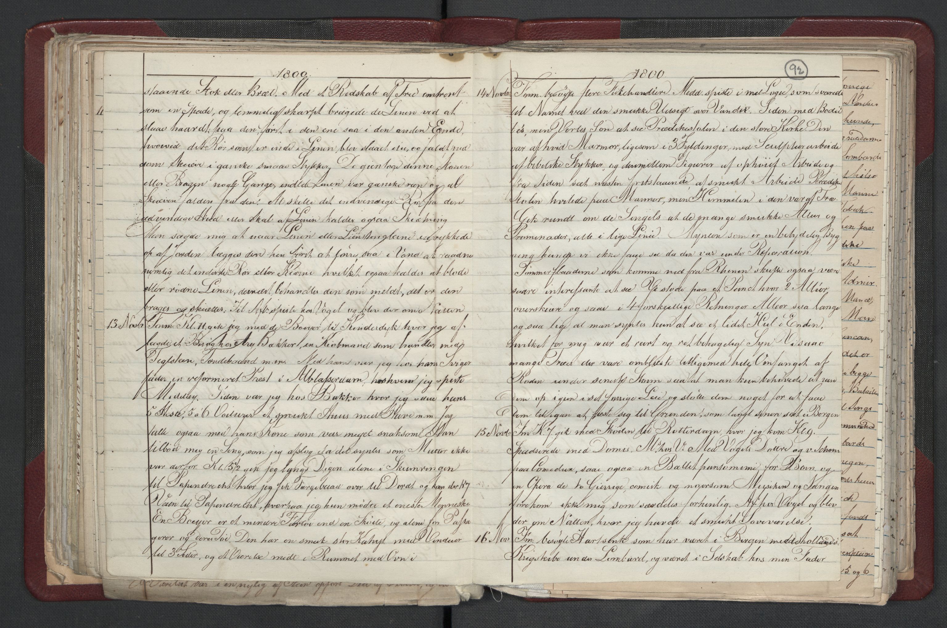 Meltzer, Fredrik, AV/RA-PA-0028/F/L0001: Dagbok for årene 1796-1808, 1811, 1817, 1796-1817, p. 91b-92a