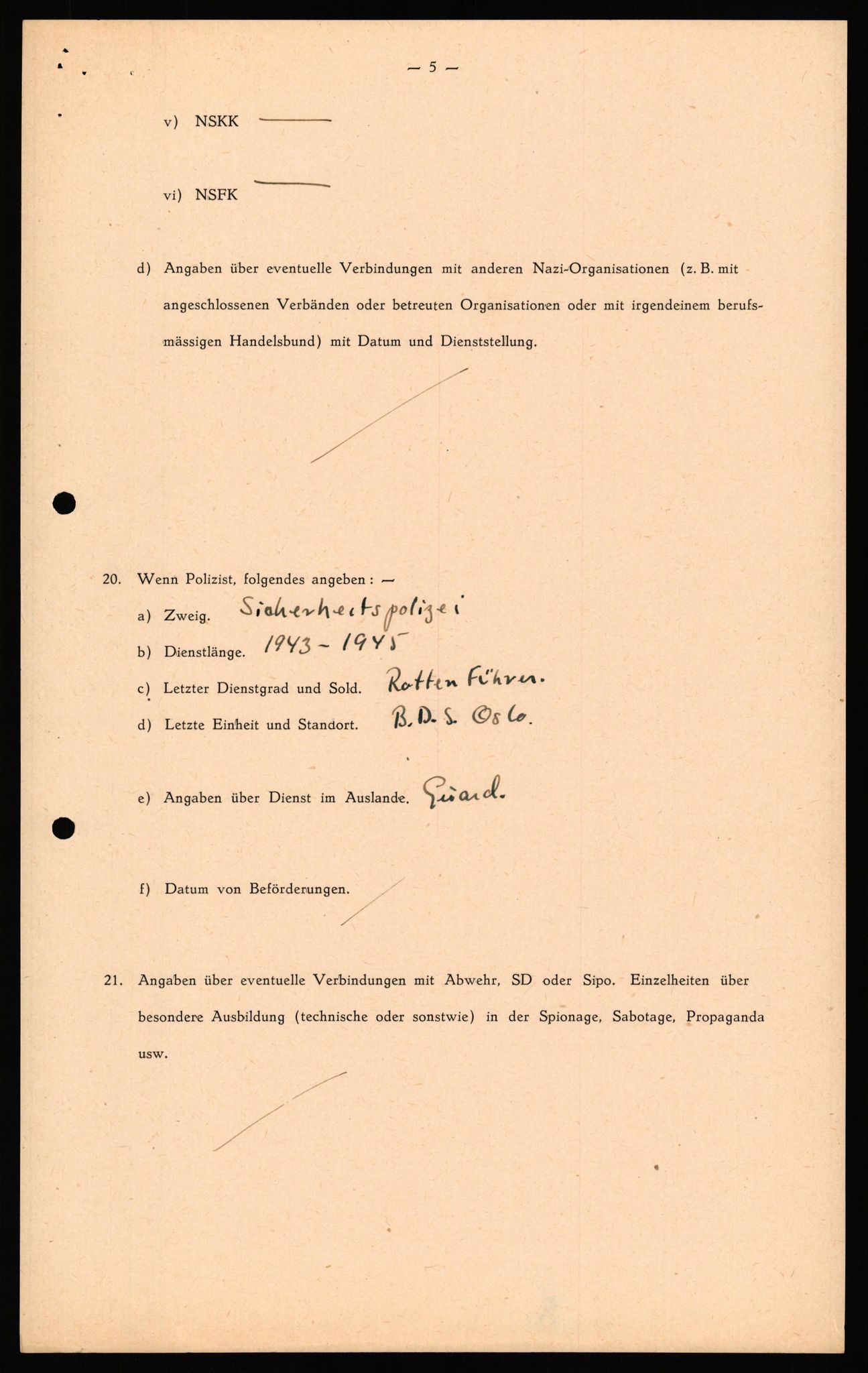 Forsvaret, Forsvarets overkommando II, RA/RAFA-3915/D/Db/L0041: CI Questionaires.  Diverse nasjonaliteter., 1945-1946, p. 168