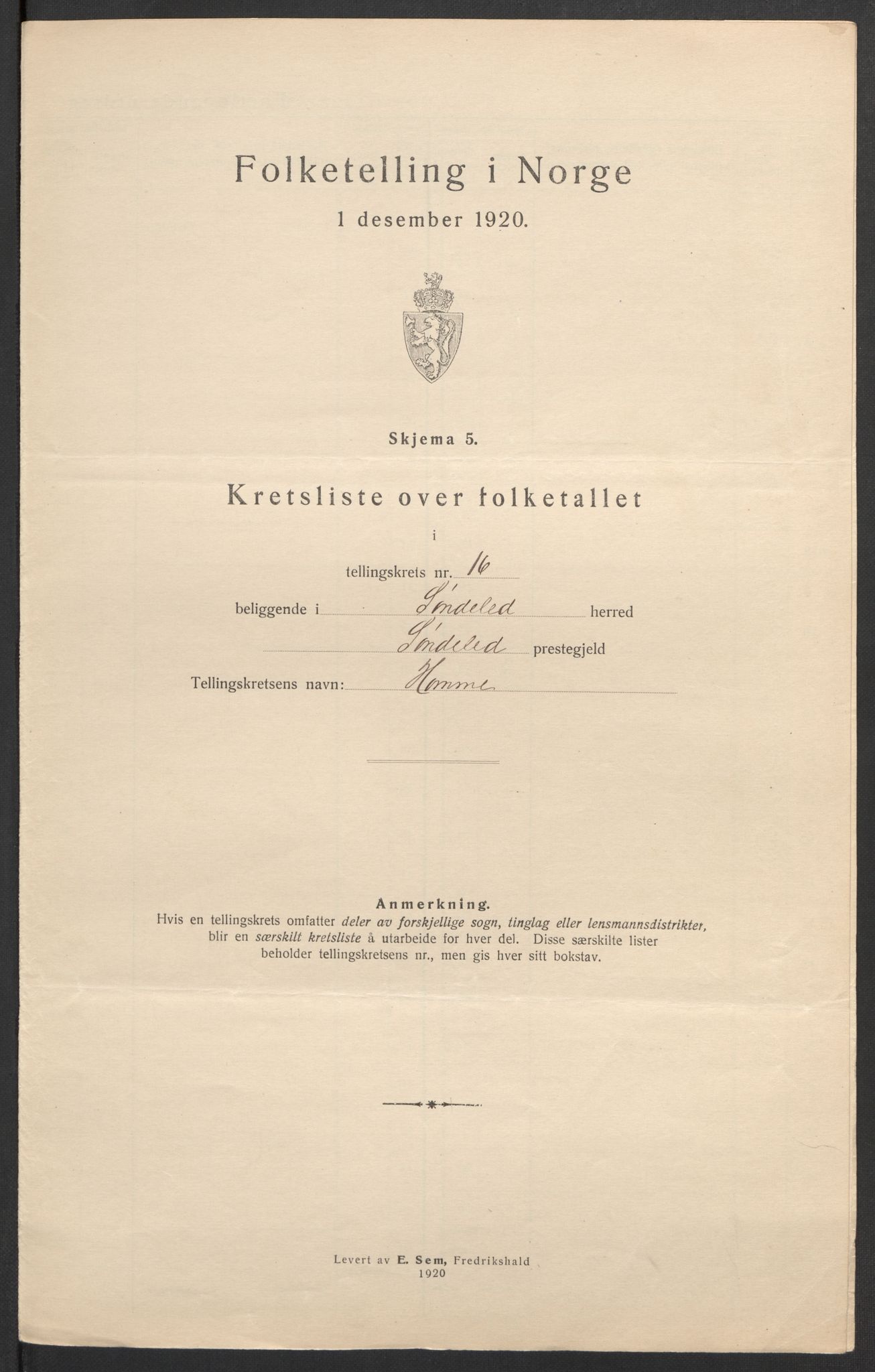 SAK, 1920 census for Søndeled, 1920, p. 51