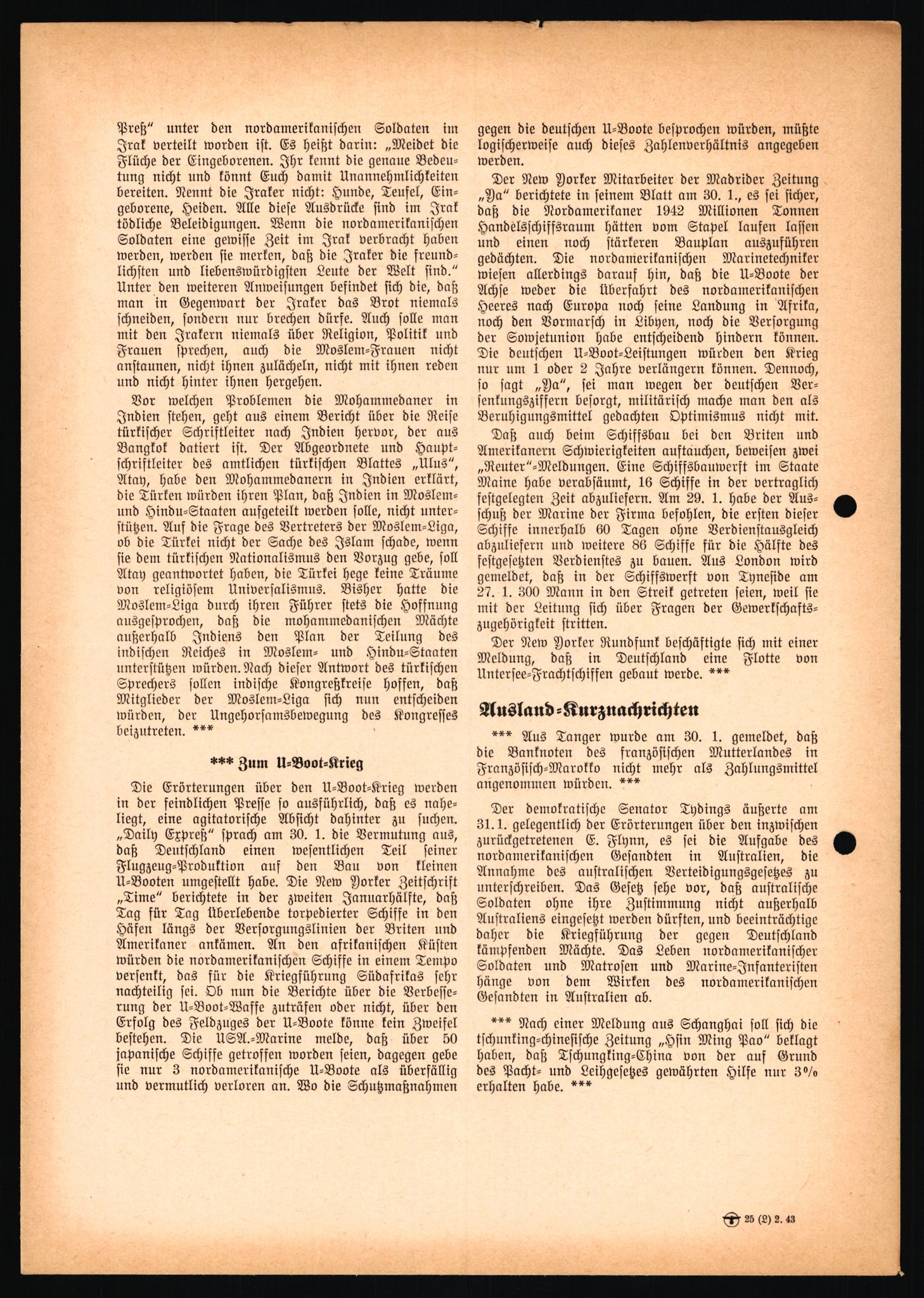 Forsvarets Overkommando. 2 kontor. Arkiv 11.4. Spredte tyske arkivsaker, AV/RA-RAFA-7031/D/Dar/Dara/L0021: Nachrichten des OKW, 1943-1945, p. 39