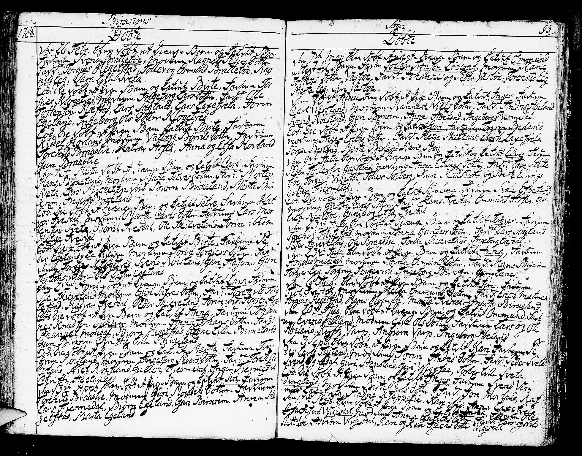 Helleland sokneprestkontor, AV/SAST-A-101810: Parish register (official) no. A 2 /2, 1762-1791, p. 93