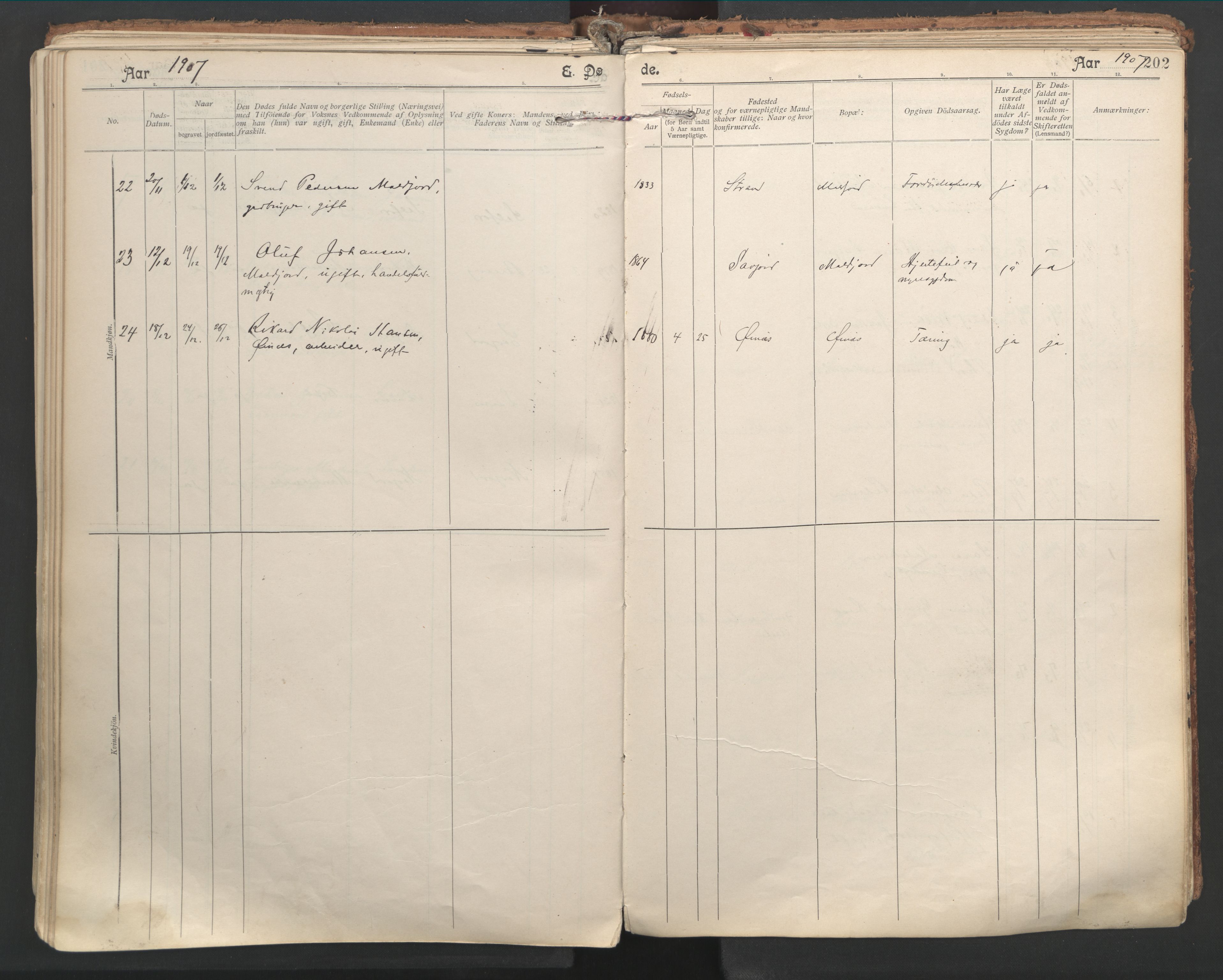Ministerialprotokoller, klokkerbøker og fødselsregistre - Nordland, SAT/A-1459/846/L0647: Parish register (official) no. 846A05, 1902-1915, p. 202