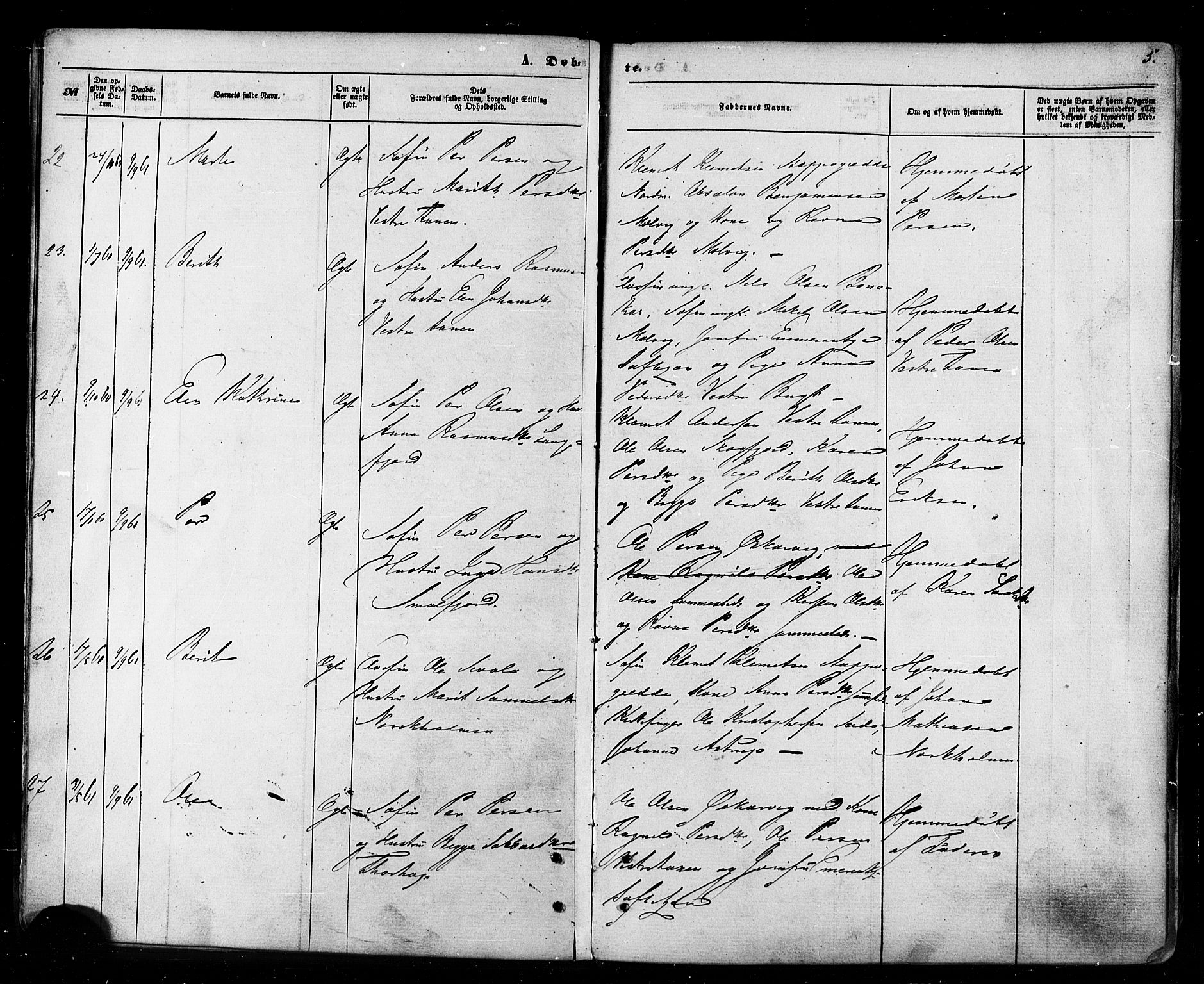 Tana sokneprestkontor, AV/SATØ-S-1334/H/Ha/L0002kirke: Parish register (official) no. 2 /1, 1861-1877, p. 5