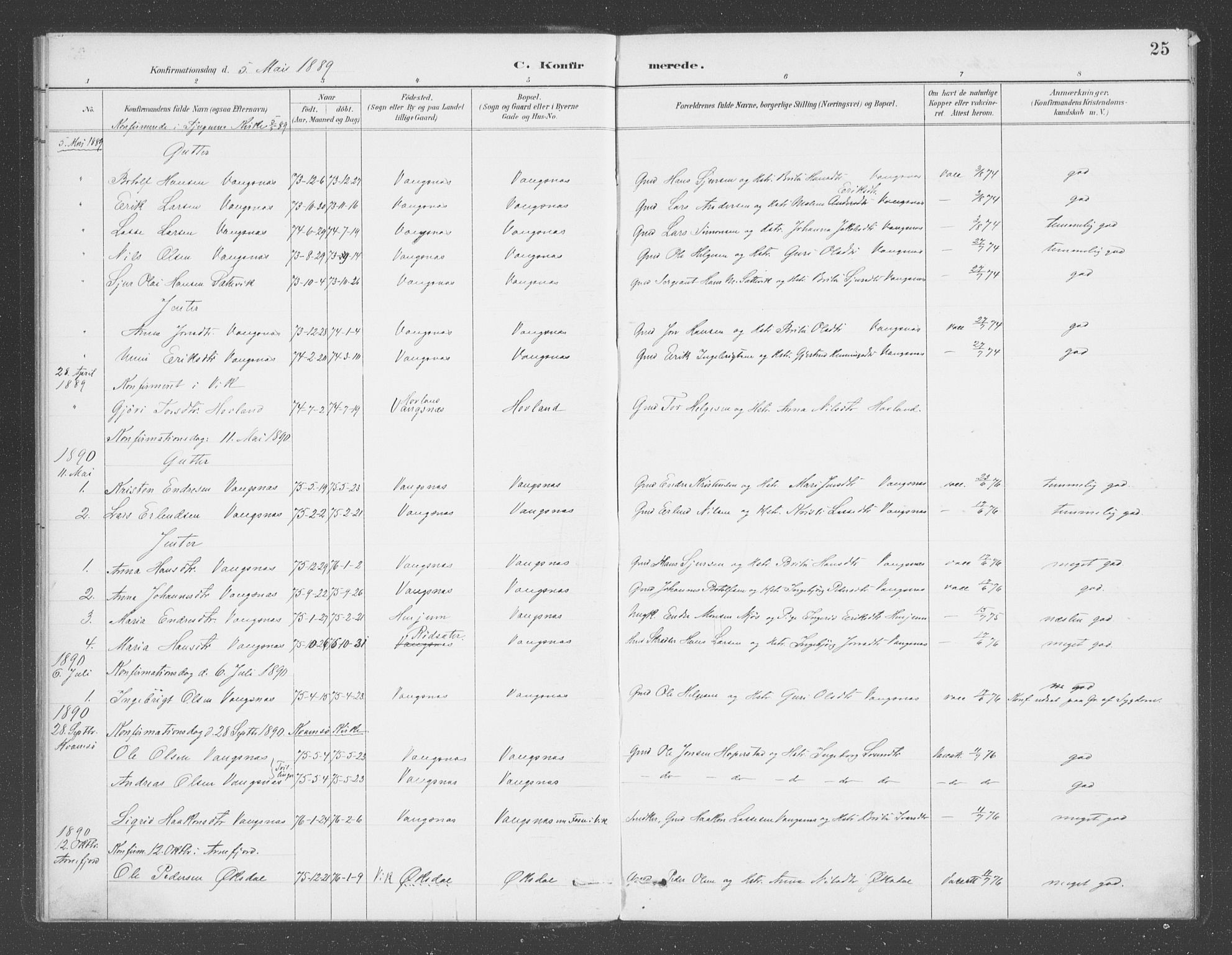 Balestrand sokneprestembete, AV/SAB-A-79601/H/Haa/Haae/L0001: Parish register (official) no. E  1, 1889-1909, p. 25