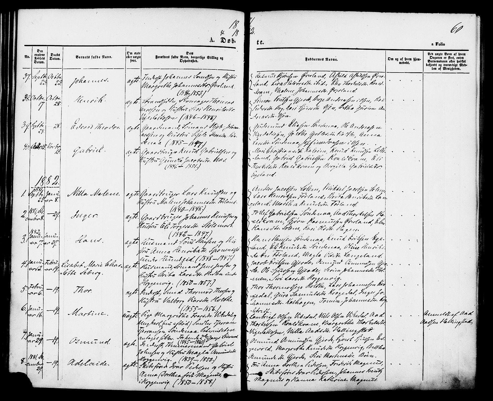 Vikedal sokneprestkontor, SAST/A-101840/01/IV: Parish register (official) no. A 7, 1868-1883, p. 60