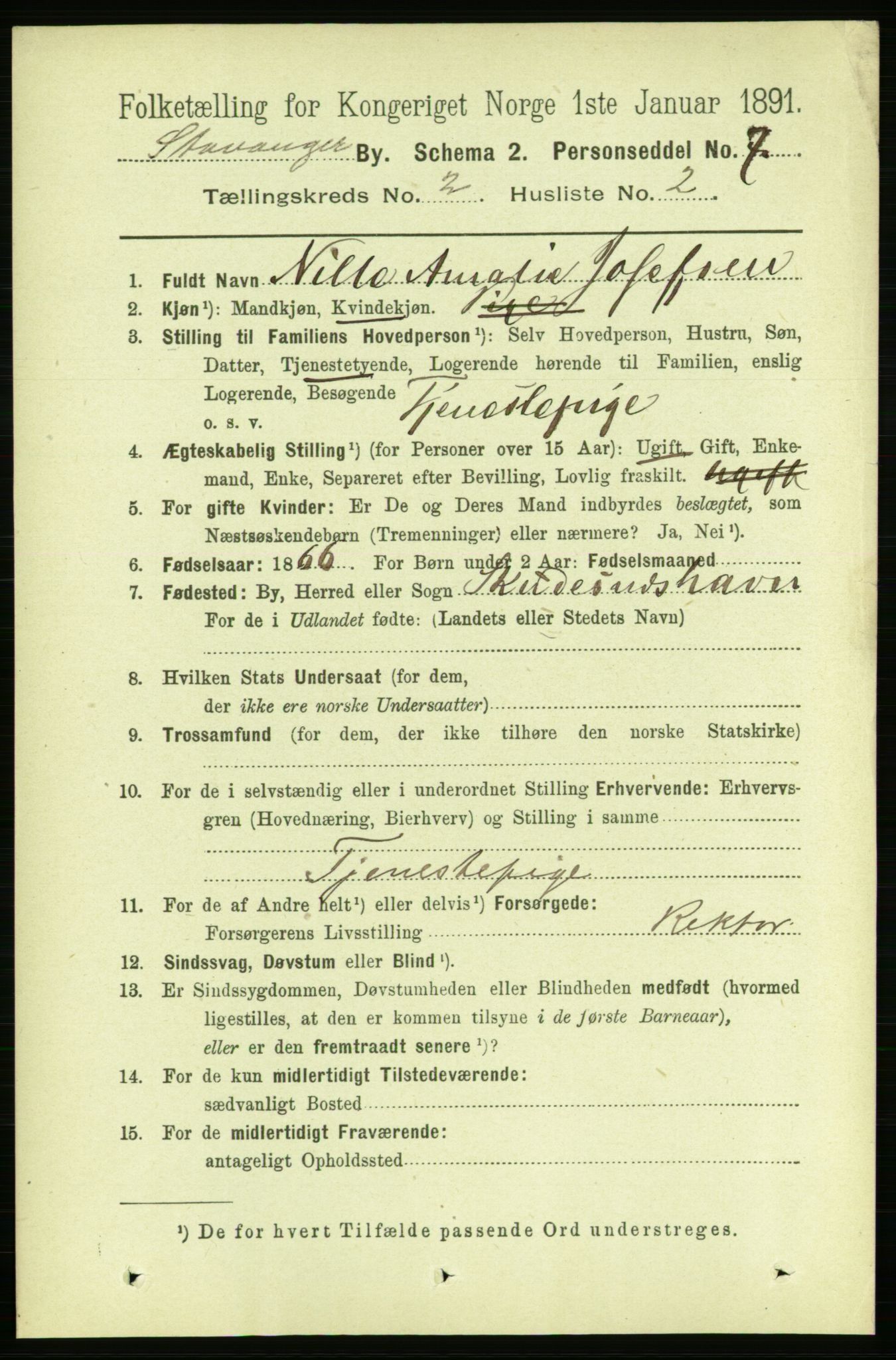 RA, 1891 census for 1103 Stavanger, 1891, p. 5936