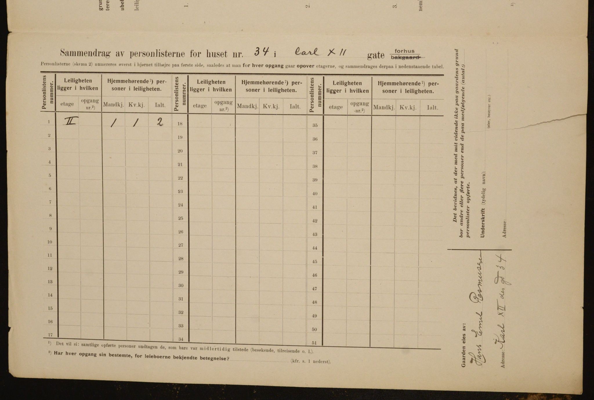 OBA, Municipal Census 1910 for Kristiania, 1910, p. 47265