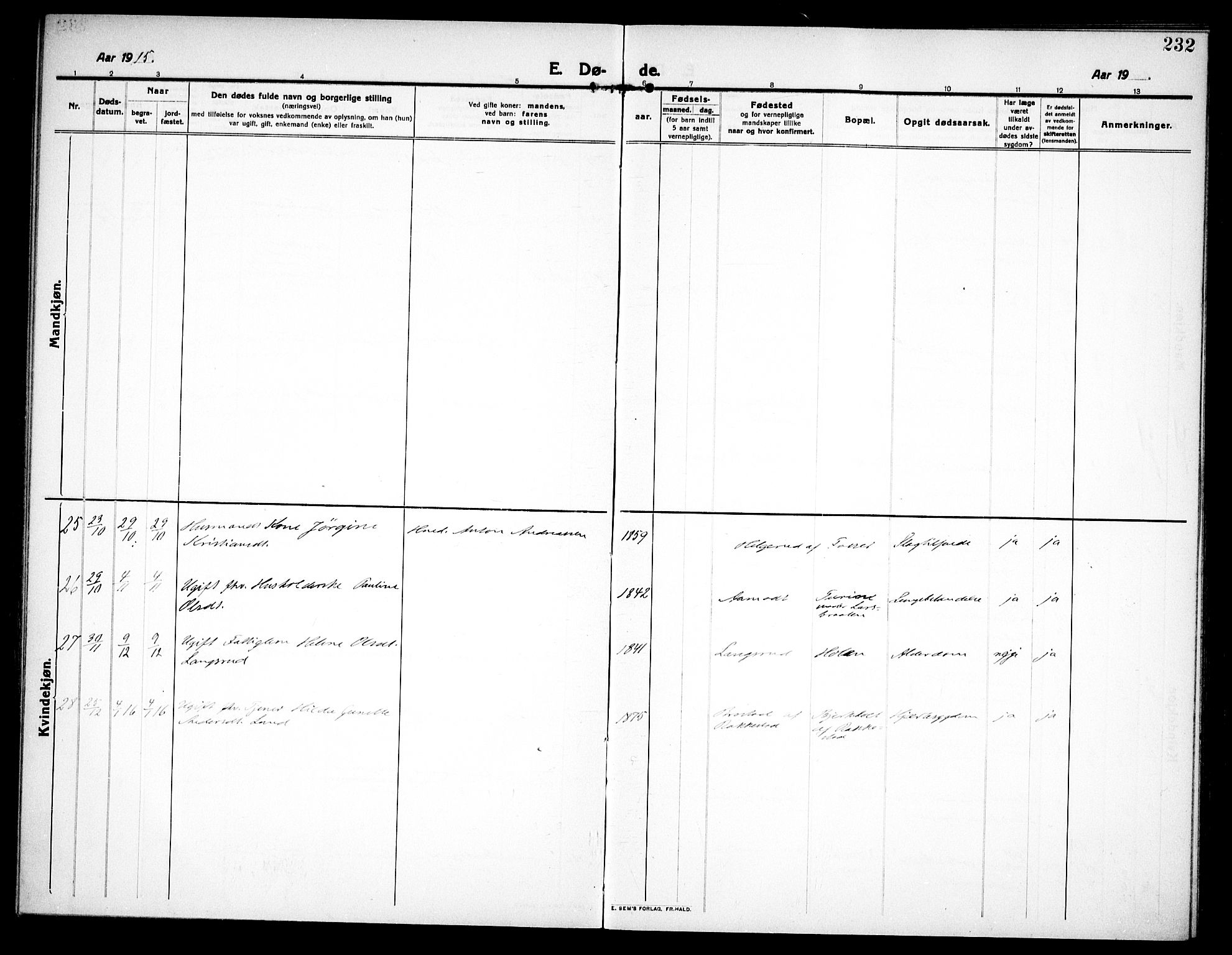 Høland prestekontor Kirkebøker, AV/SAO-A-10346a/F/Fa/L0016: Parish register (official) no. I 16, 1912-1921, p. 232