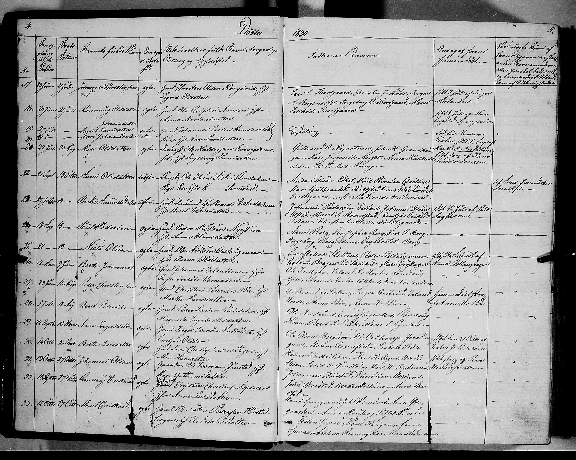 Ringebu prestekontor, SAH/PREST-082/H/Ha/Haa/L0005: Parish register (official) no. 5, 1839-1848, p. 4-5