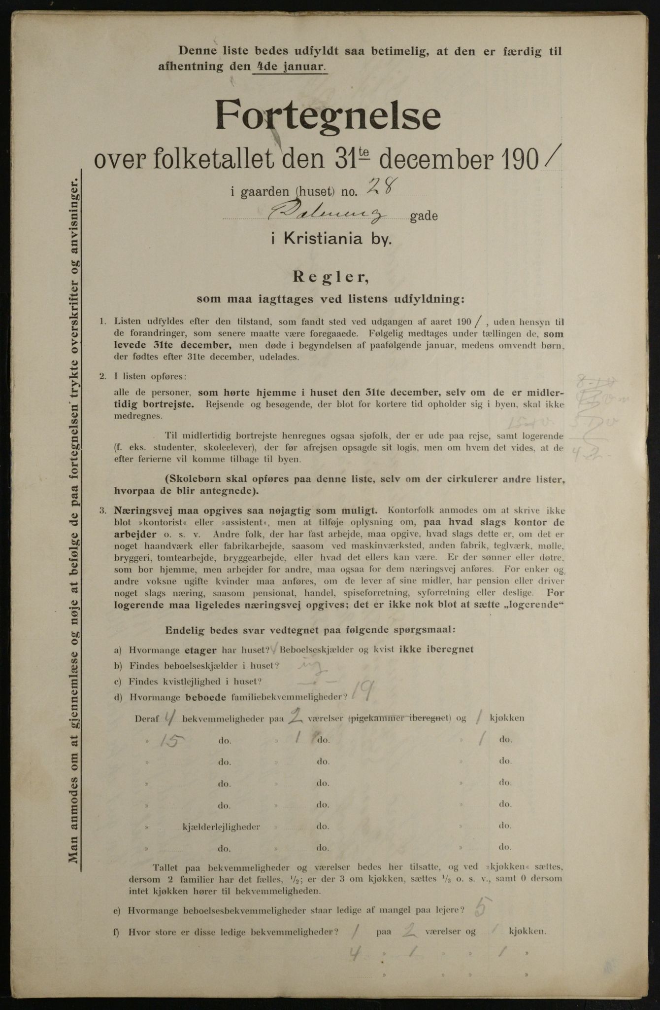 OBA, Municipal Census 1901 for Kristiania, 1901, p. 2849