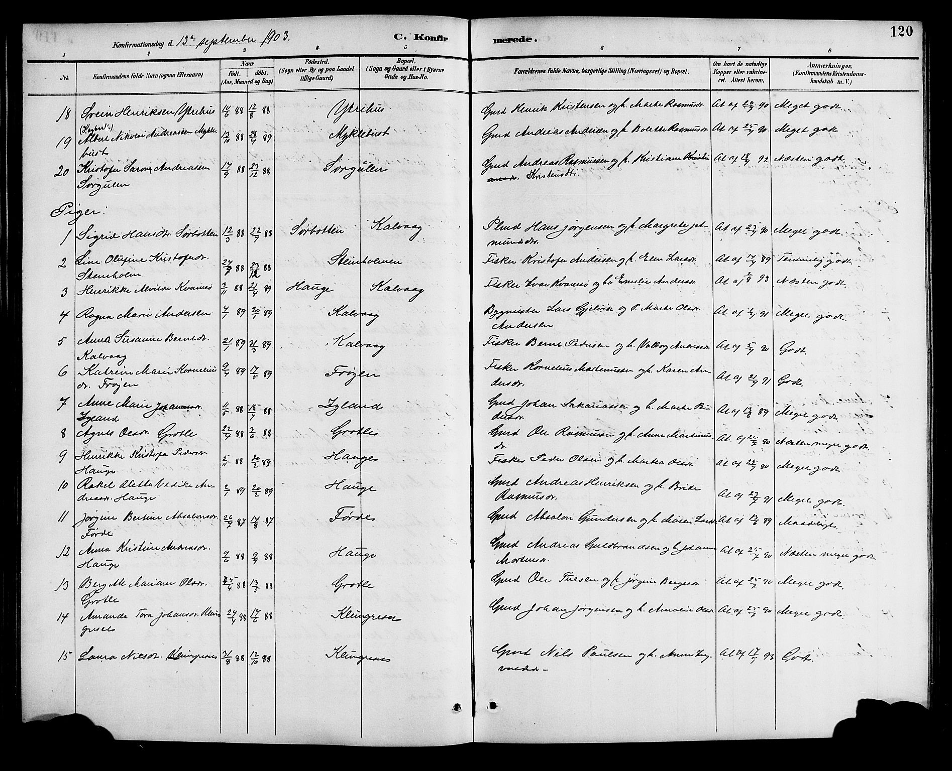 Bremanger sokneprestembete, SAB/A-82201/H/Hab/Haba/L0003: Parish register (copy) no. A 3, 1890-1908, p. 120