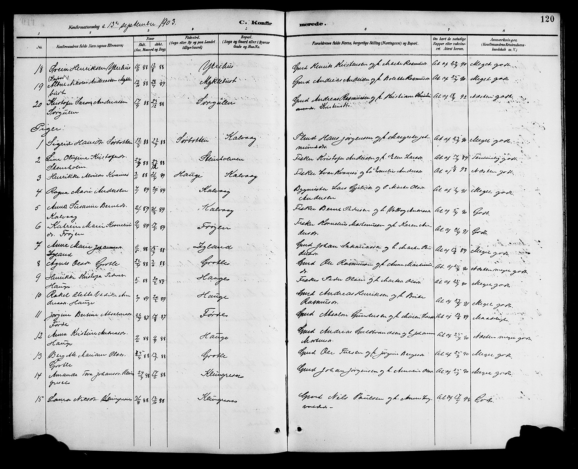 Bremanger sokneprestembete, AV/SAB-A-82201/H/Hab/Haba/L0003: Parish register (copy) no. A 3, 1890-1908, p. 120