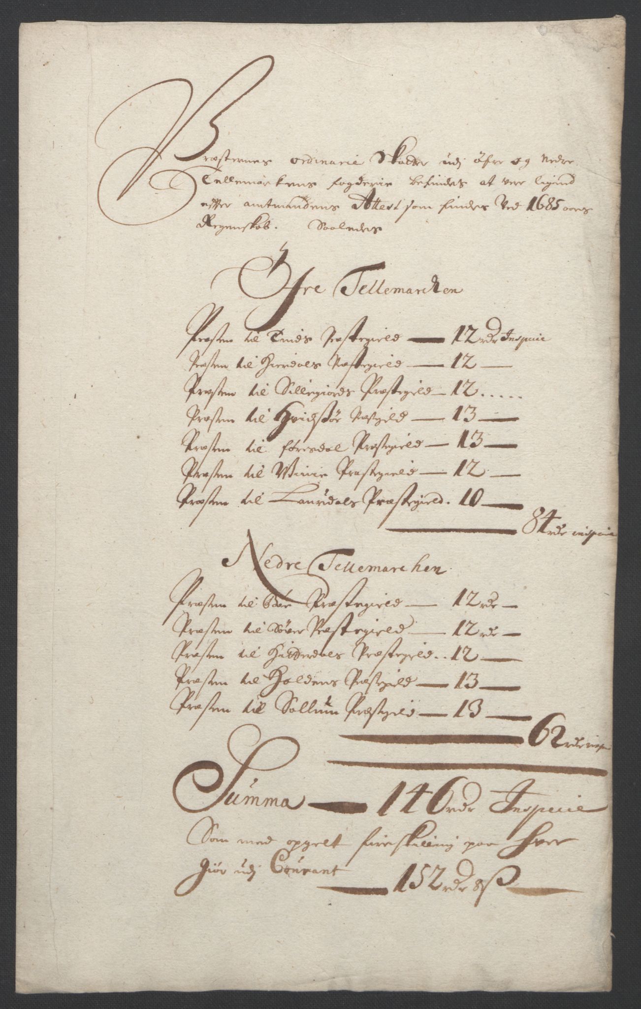 Rentekammeret inntil 1814, Reviderte regnskaper, Fogderegnskap, RA/EA-4092/R36/L2093: Fogderegnskap Øvre og Nedre Telemark og Bamble, 1695, p. 334