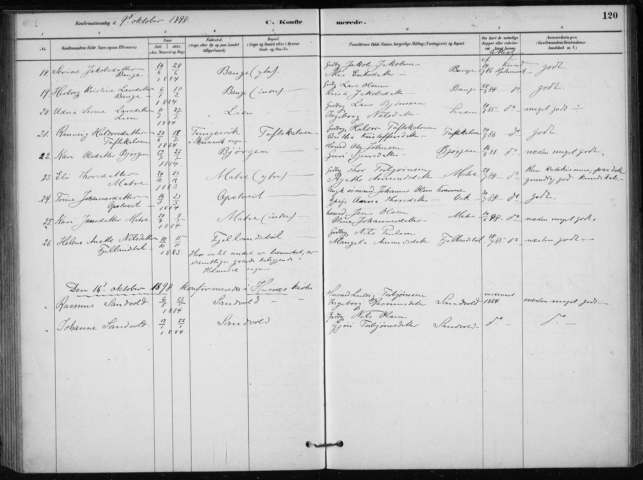 Skånevik sokneprestembete, SAB/A-77801/H/Haa: Parish register (official) no. C  1, 1879-1917, p. 120