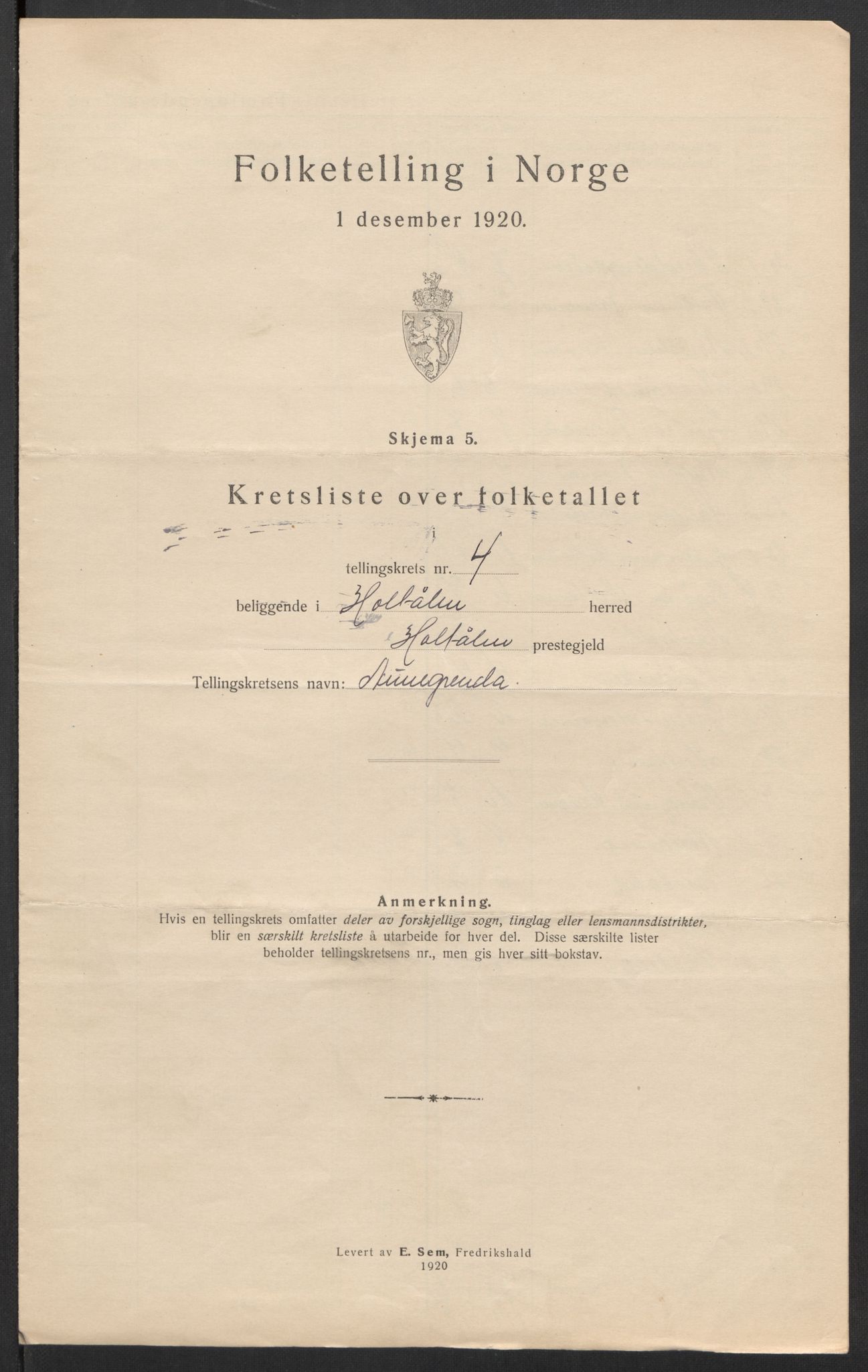 SAT, 1920 census for Haltdalen, 1920, p. 15