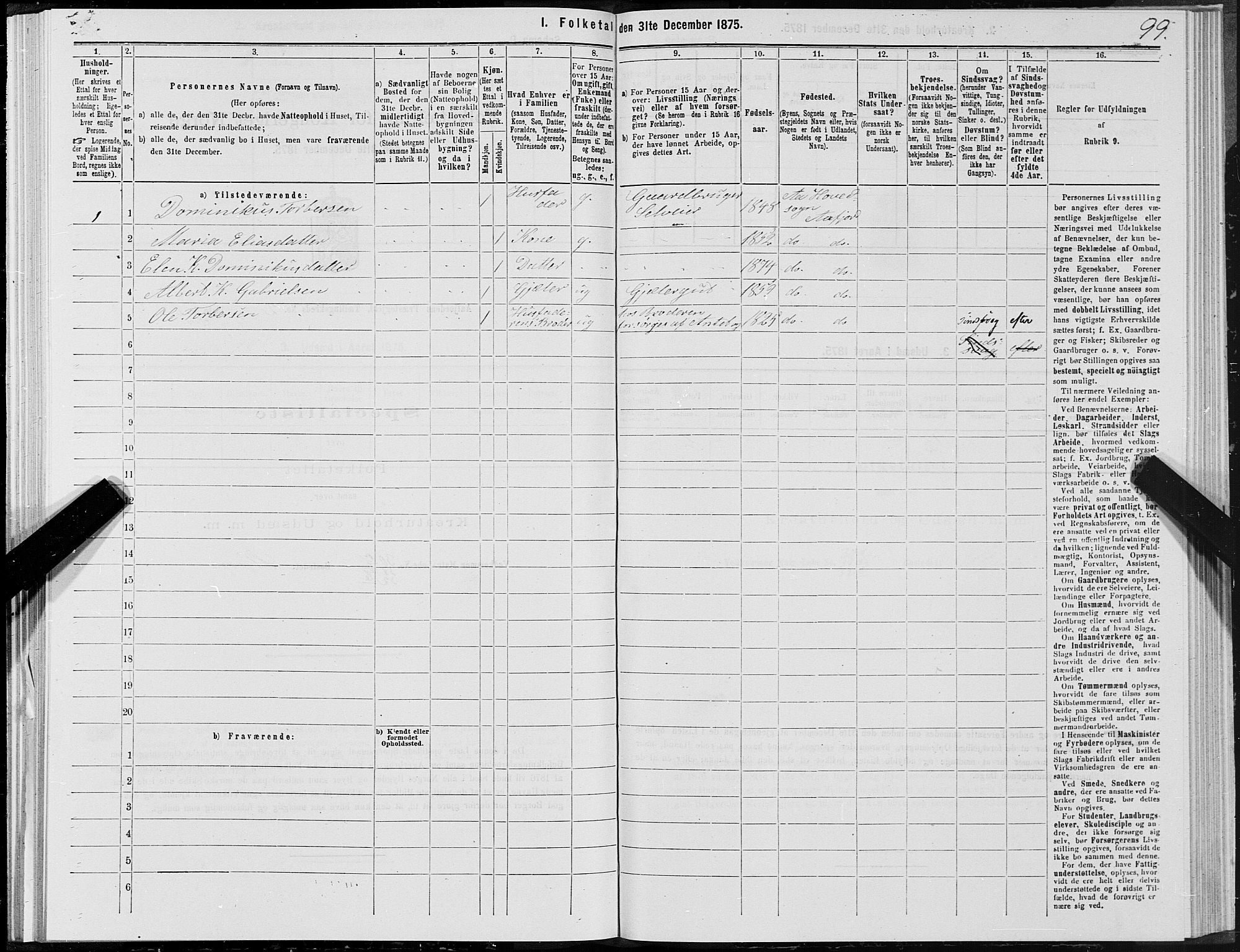 SAT, 1875 census for 1630P Aafjorden, 1875, p. 1099