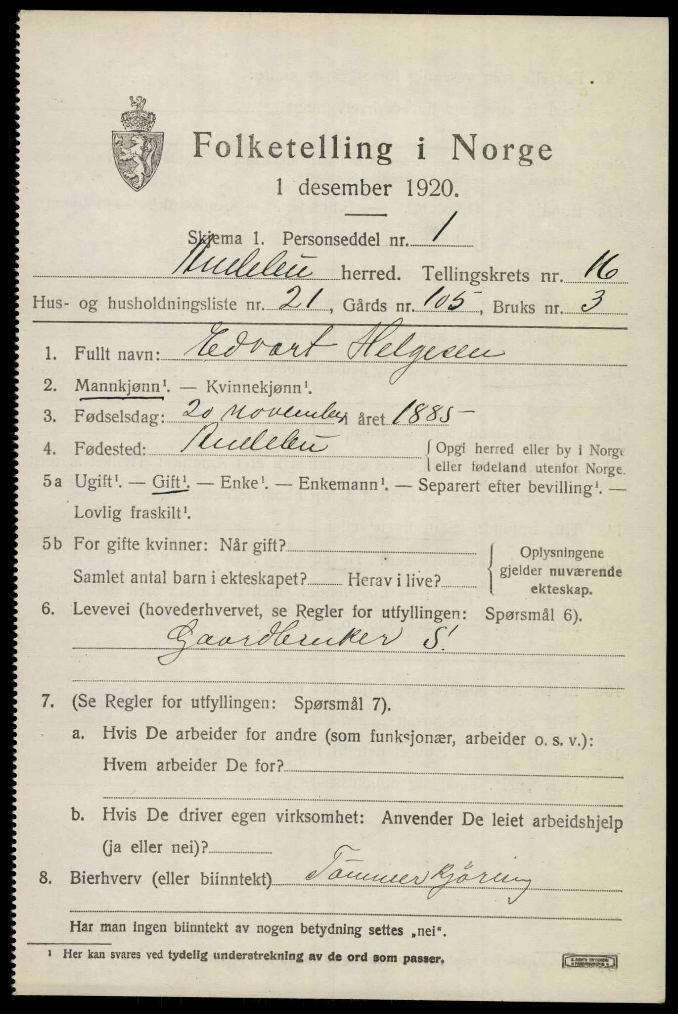 SAKO, 1920 census for Andebu, 1920, p. 5692