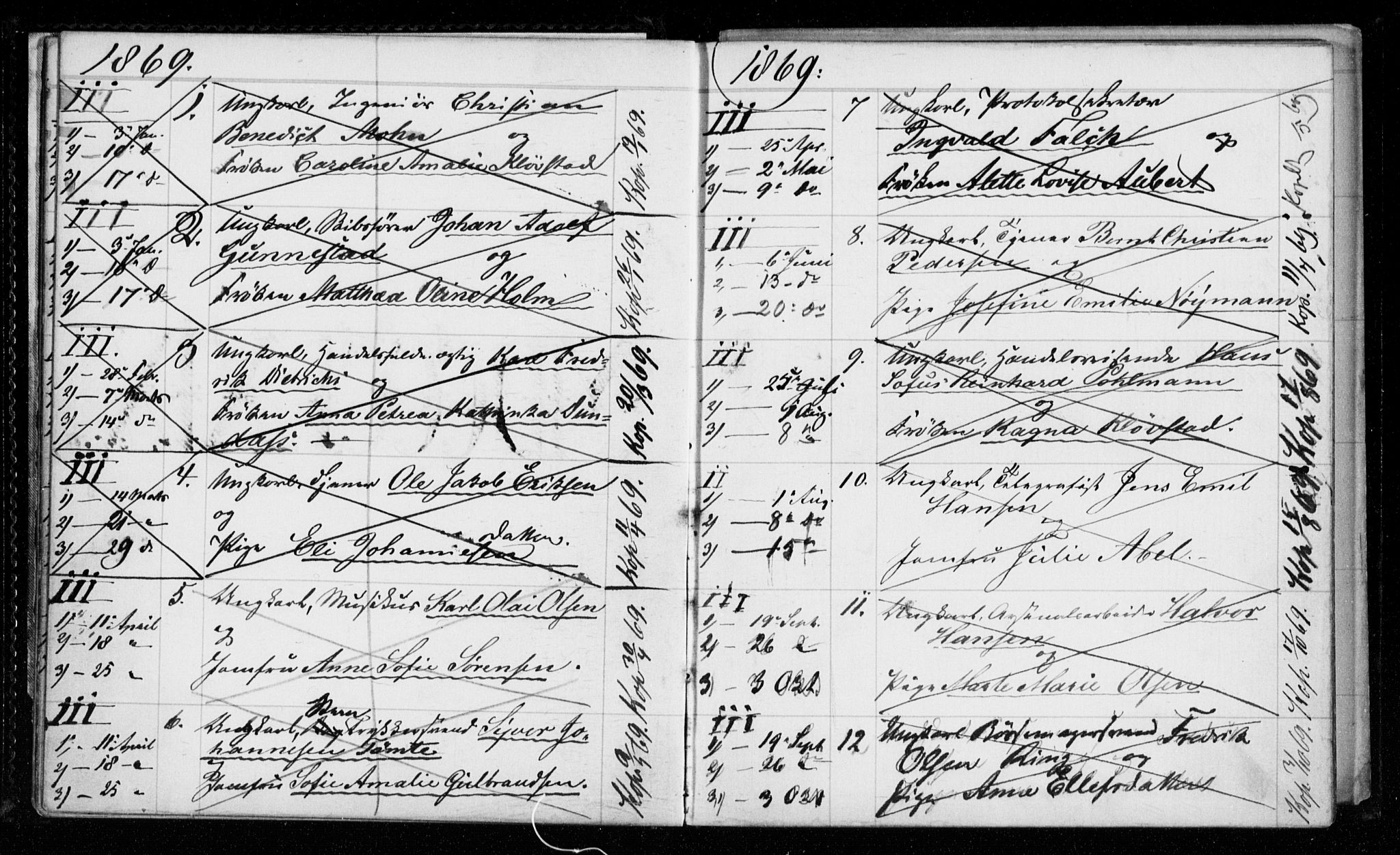 Garnisonsmenigheten Kirkebøker, AV/SAO-A-10846/H/Hb/L0001: Banns register no. II 1, 1865-1911