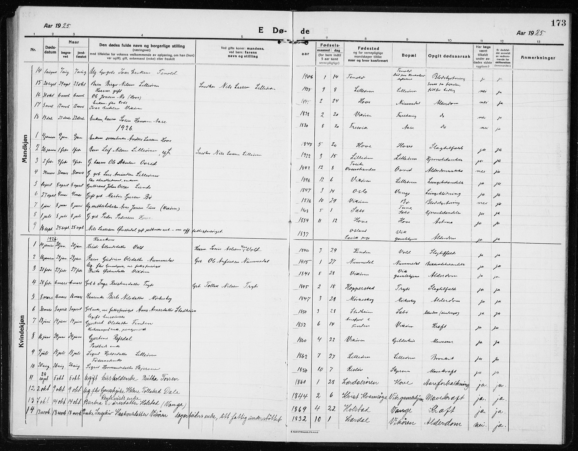 Vik sokneprestembete, SAB/A-81501: Parish register (copy) no. A 5, 1915-1935, p. 173