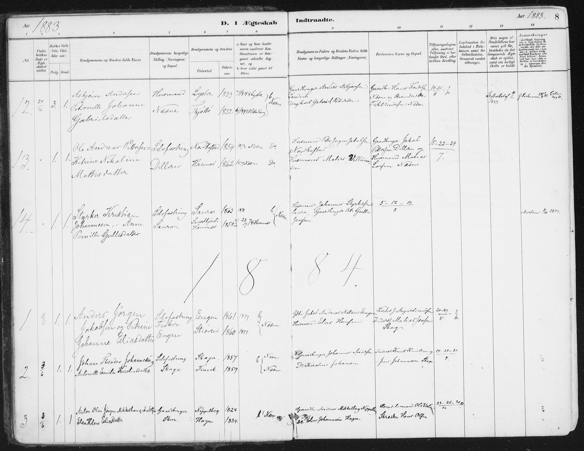 Ministerialprotokoller, klokkerbøker og fødselsregistre - Nordland, AV/SAT-A-1459/838/L0553: Parish register (official) no. 838A11, 1880-1910, p. 8