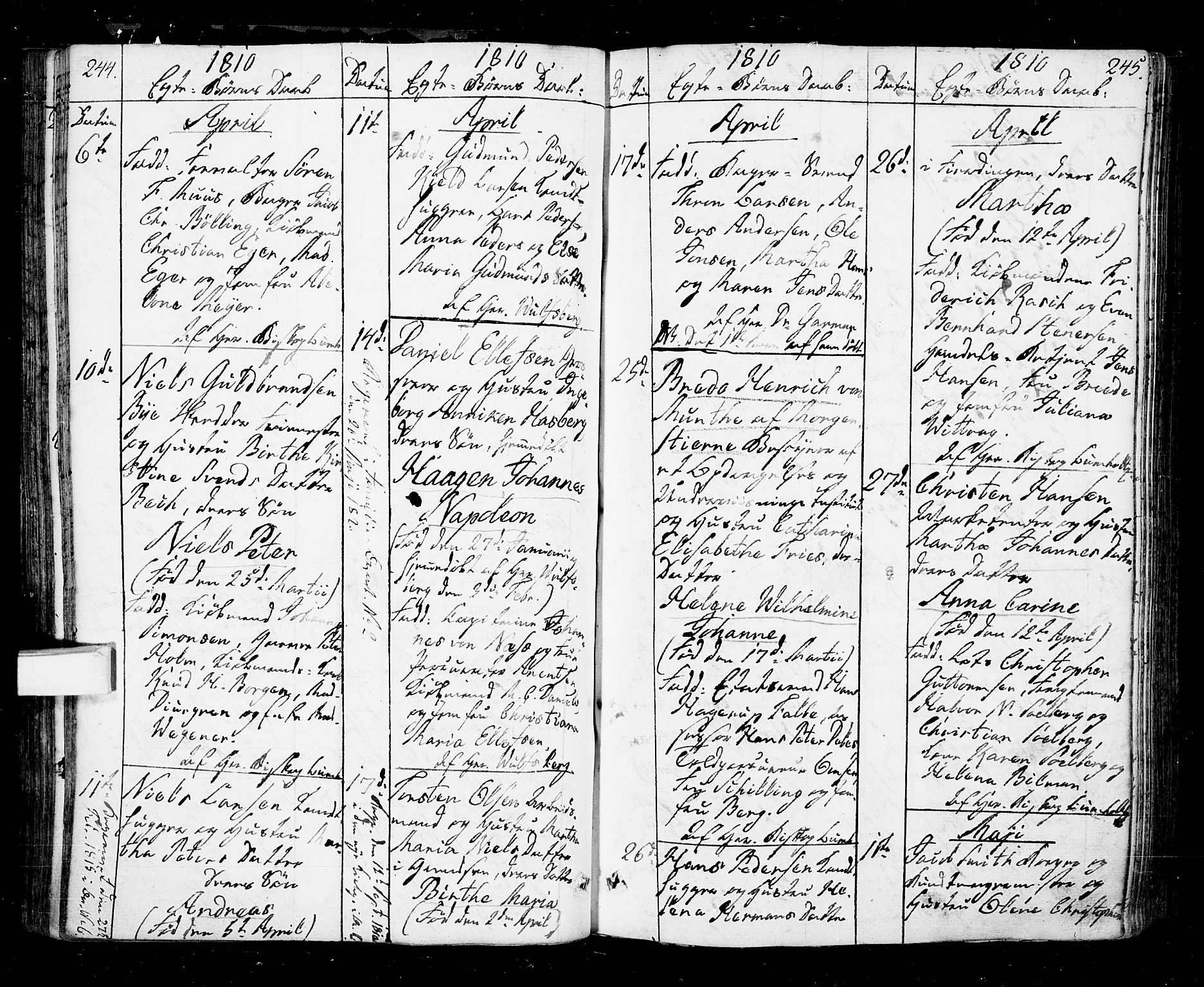 Oslo domkirke Kirkebøker, AV/SAO-A-10752/F/Fa/L0006: Parish register (official) no. 6, 1807-1817, p. 244-245