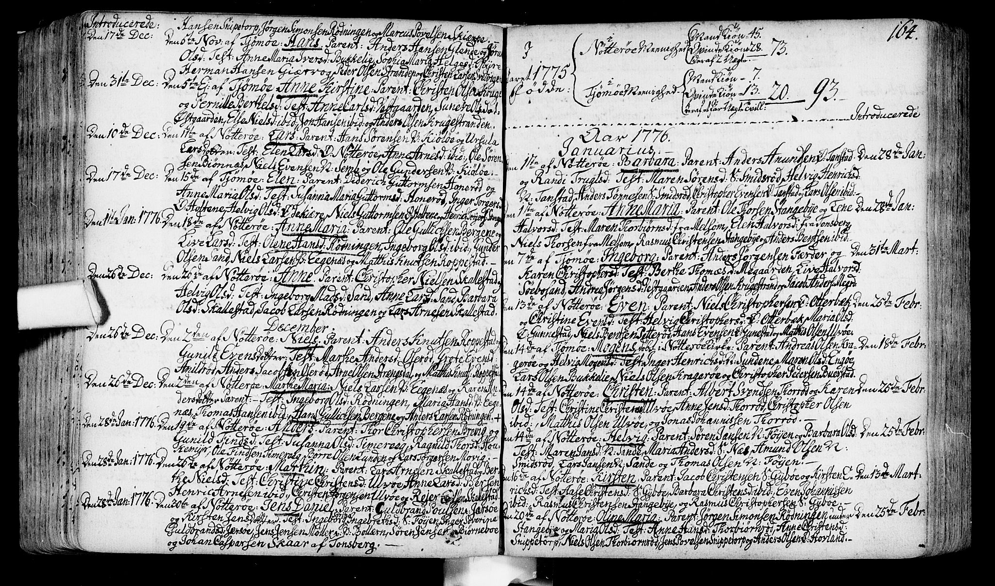 Nøtterøy kirkebøker, SAKO/A-354/F/Fa/L0002: Parish register (official) no. I 2, 1738-1790, p. 164