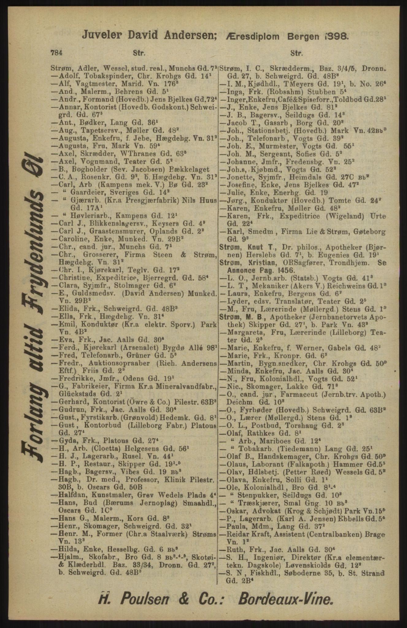 Kristiania/Oslo adressebok, PUBL/-, 1904, p. 784