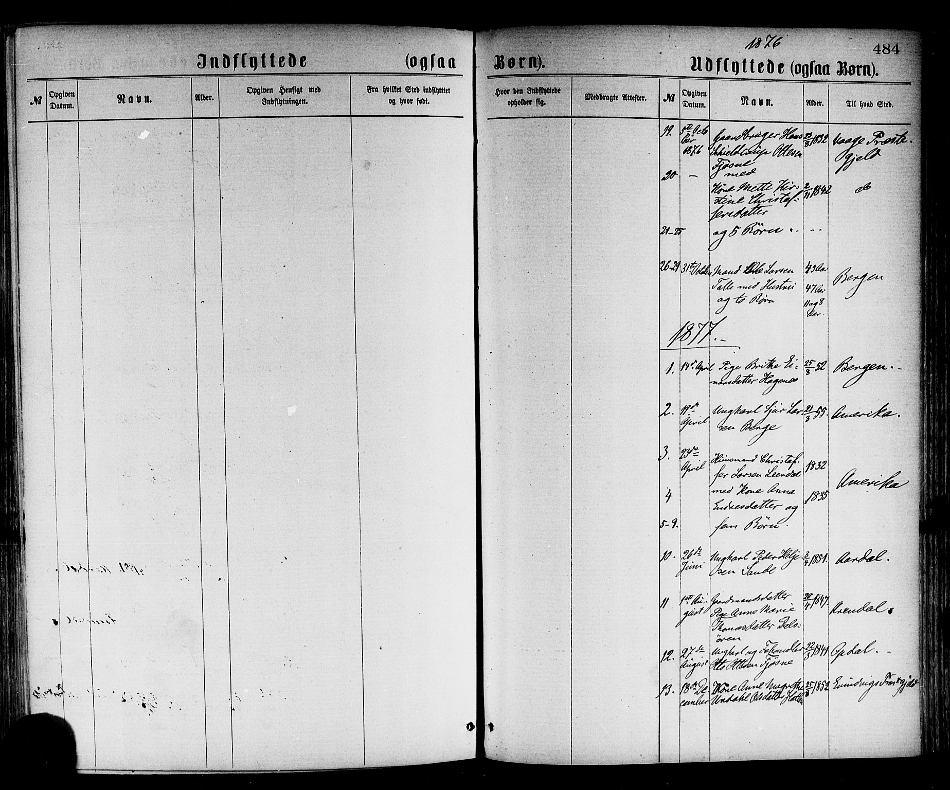 Luster sokneprestembete, SAB/A-81101/H/Haa/Haaa/L0010: Parish register (official) no. A 10, 1871-1886, p. 484