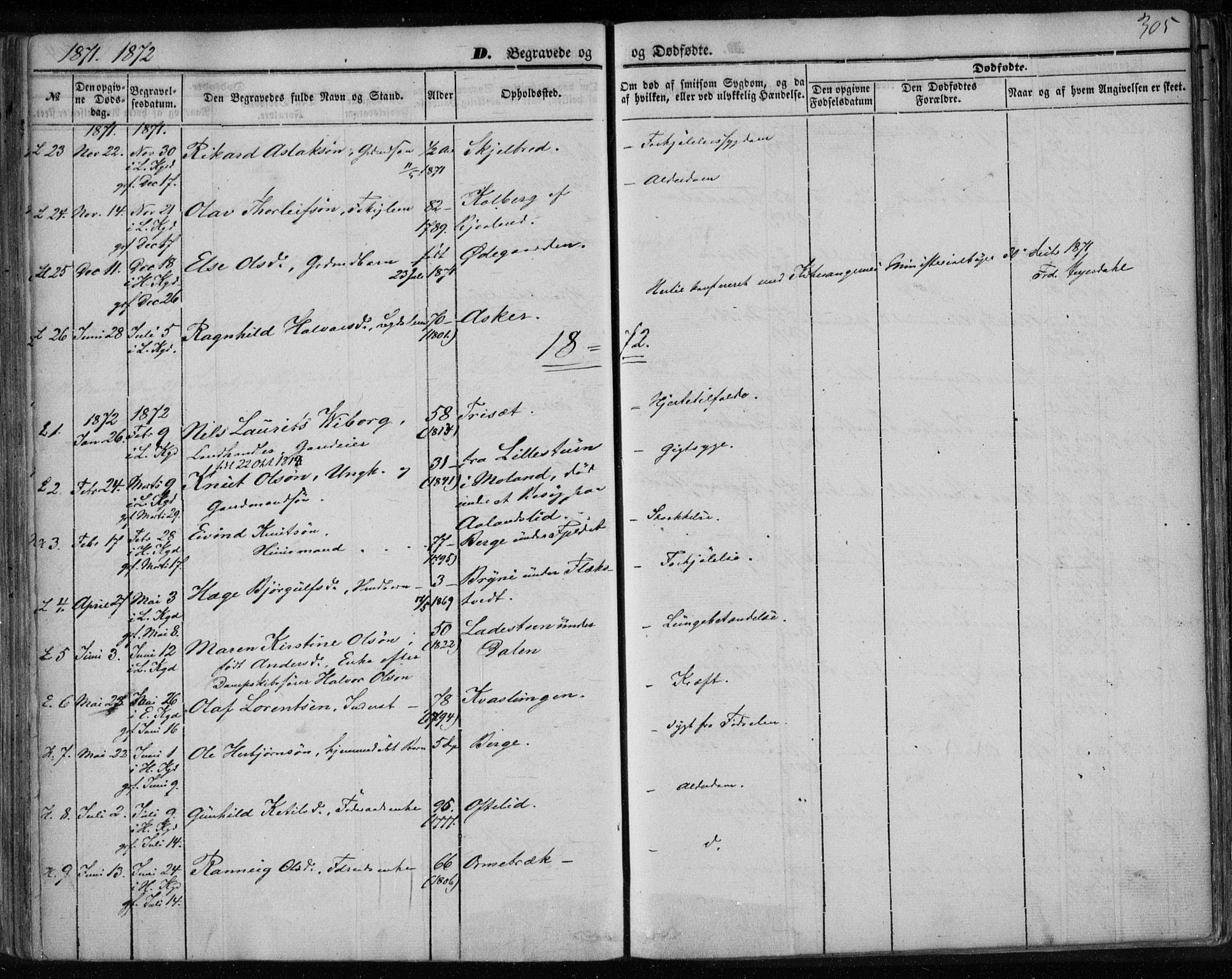 Lårdal kirkebøker, SAKO/A-284/F/Fa/L0006: Parish register (official) no. I 6, 1861-1886, p. 305