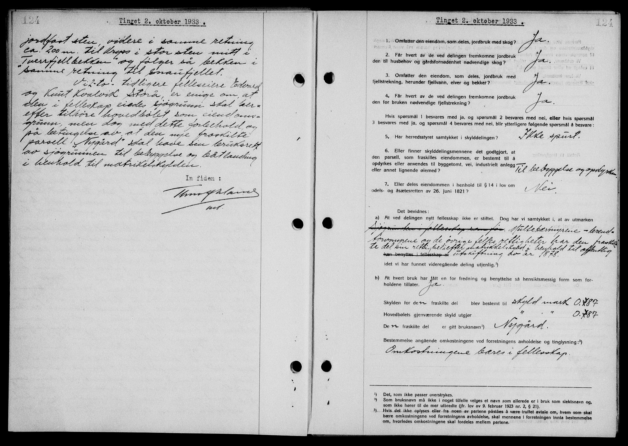 Steigen og Ofoten sorenskriveri, SAT/A-0030/1/2/2C/L0023/0002: Mortgage book no. 26-II og 27, 1933-1934, Deed date: 02.10.1933