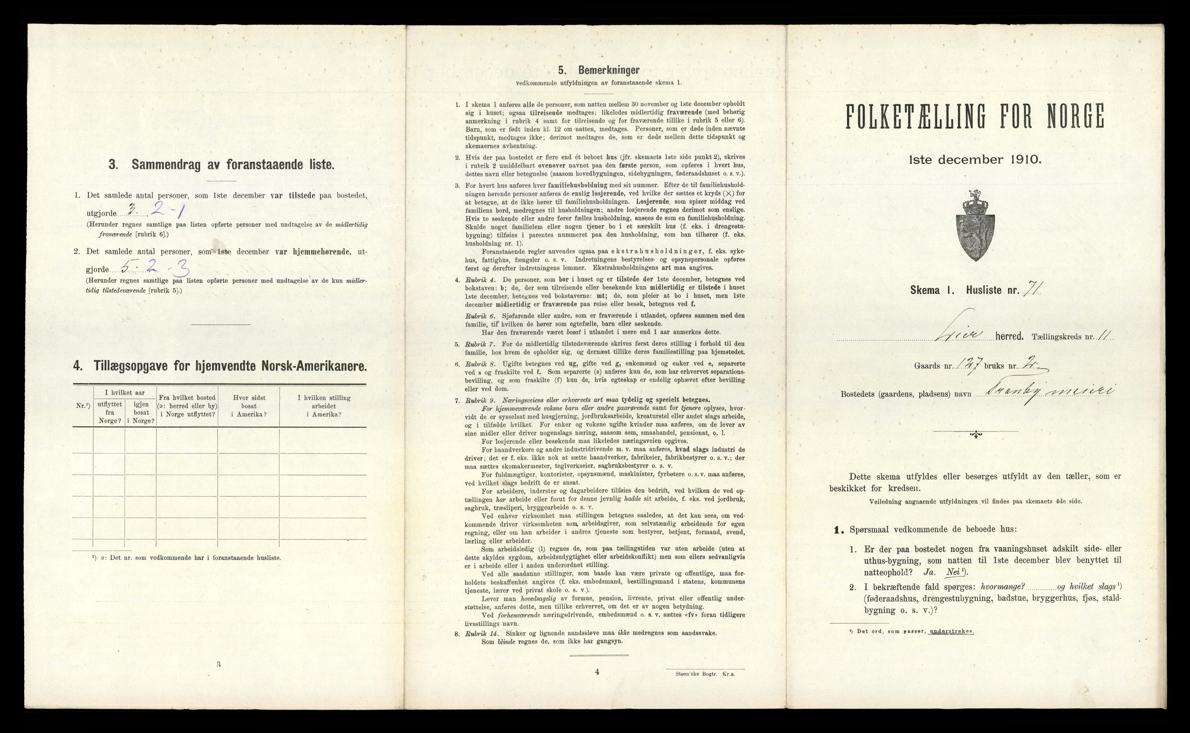 RA, 1910 census for Lier, 1910, p. 2018