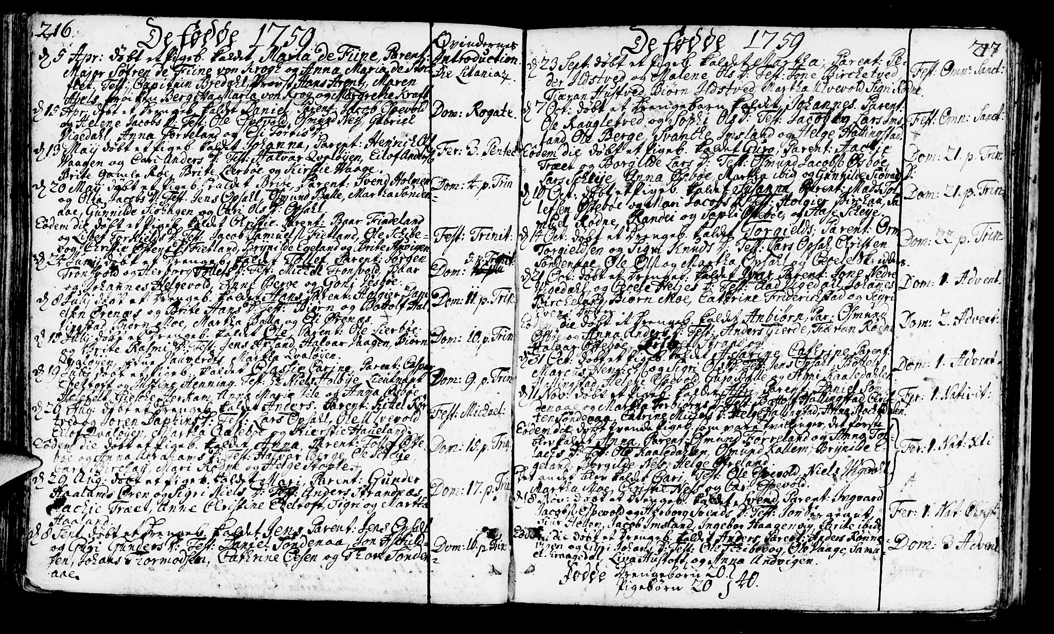 Vikedal sokneprestkontor, SAST/A-101840/01/IV: Parish register (official) no. A 1, 1737-1778, p. 216-217